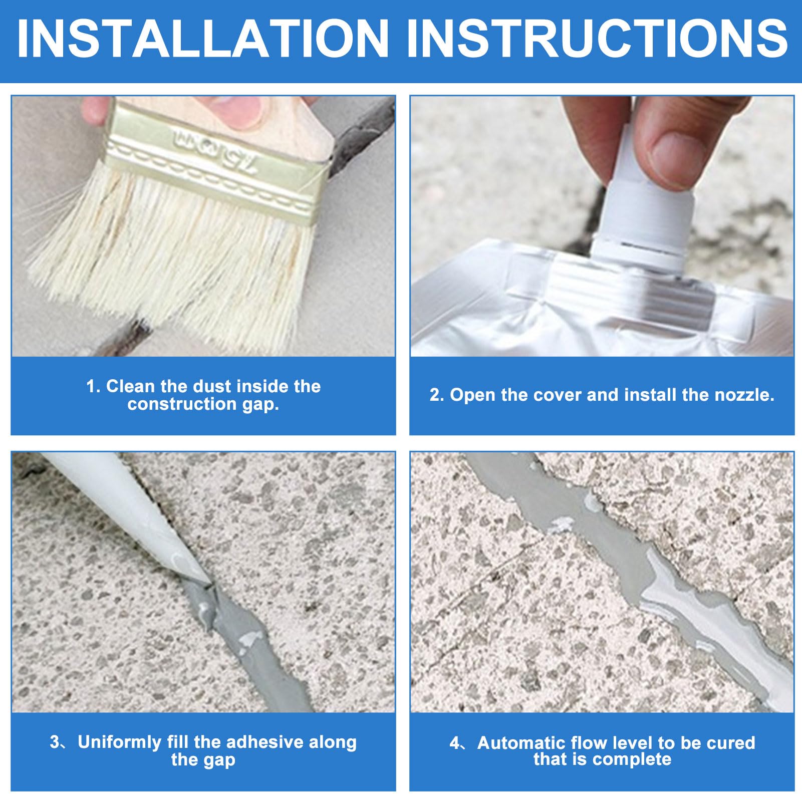 Mortier de réparation pour béton, asphalte - Pour extérieur et intérieur - Réparation des fissures - Bitume - Étanche - Résistant au gel - Trou de perçage pour joints de maçonnerie - 2 pièces - Gris