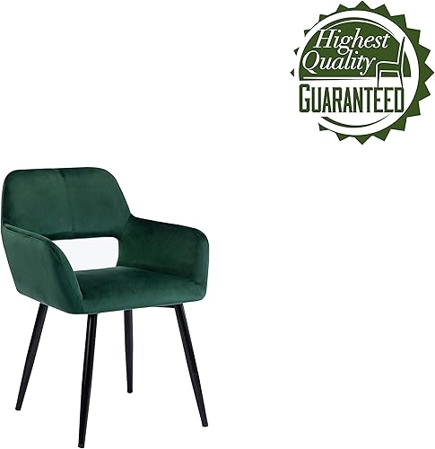 Miniatura 7 de Porthos Home Giana - Silla de comedor con tapicería de terciopelo de lujo, reposabrazos bajos y patas de metal con protectores de suelo (diseño