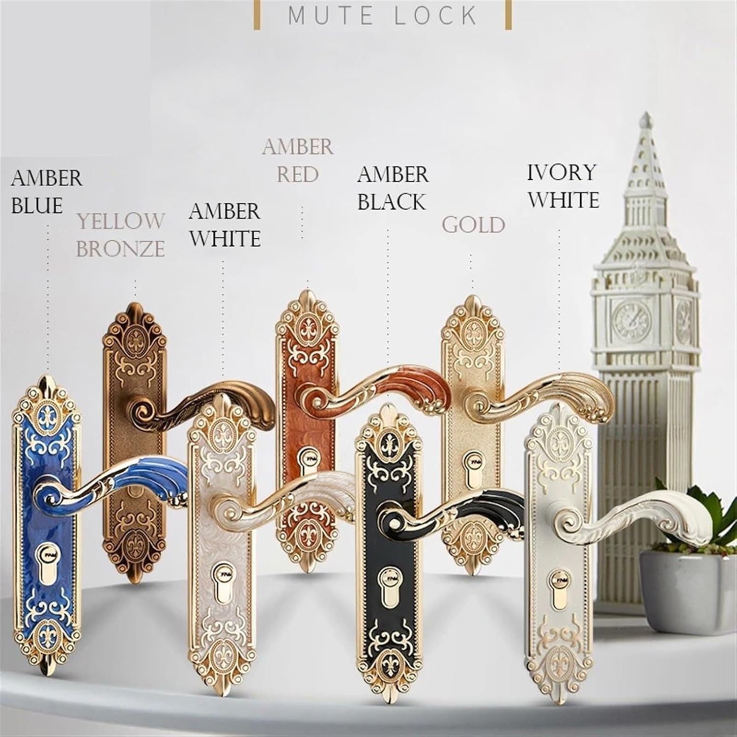 Mute Room Door Lock Handle Fashion Interior Door Lock Gate Lock Furniture Hardware 1Pcs(Black Gold_50MM)