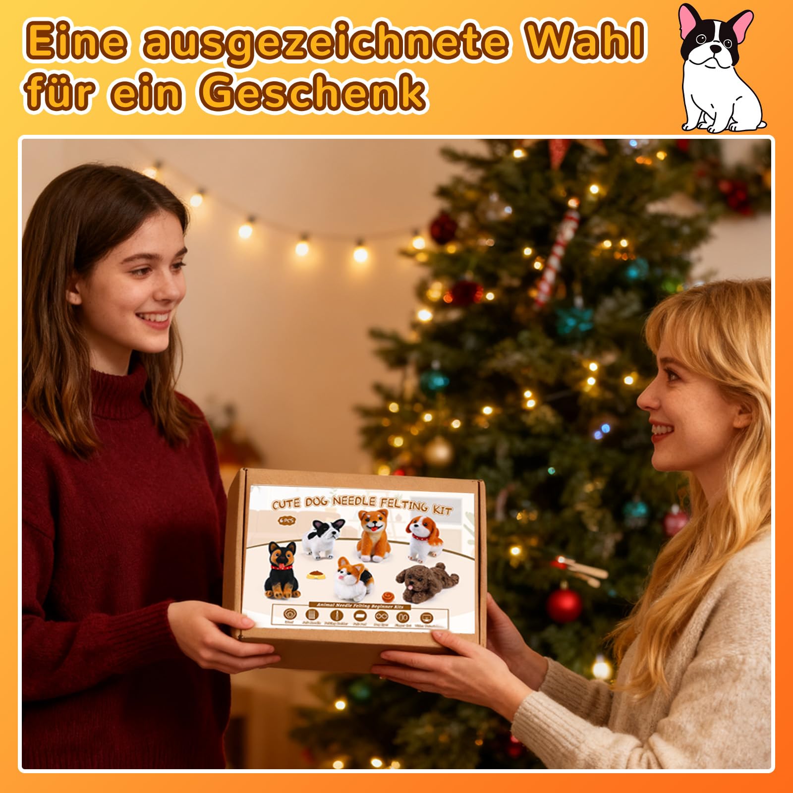 Doxiru Komplett Nadelfilz Set für Anfänger, 12-teiliges Starter-Set und 6-teiliges Hundefilz Set, Filzwerkzeuge mit Anleitung für Tierherstellung DIY Wolldekorationen