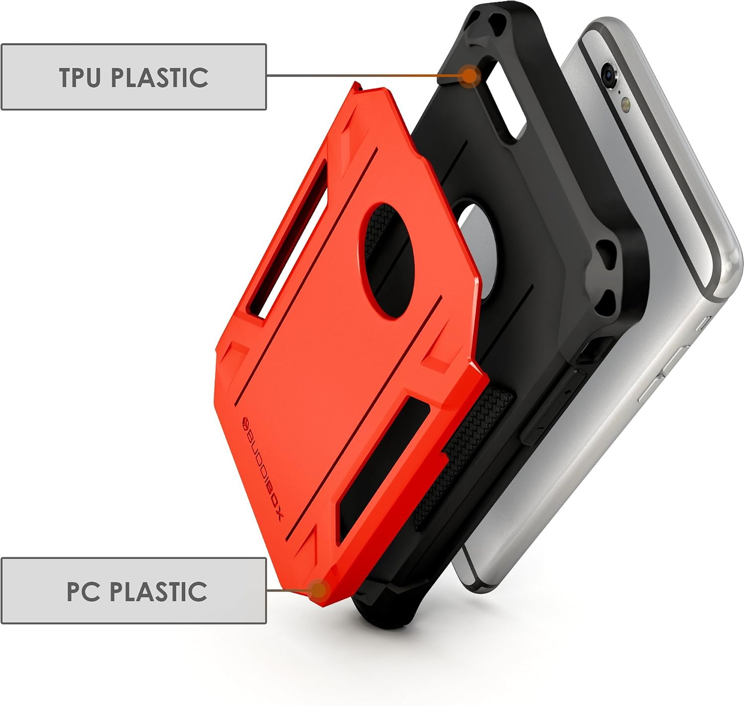 BUDDIBOX iPhone 6s Case, [Corner Series] – Heavy Duty Protection from Falls – Also Compatible with Apple iPhone 6 – [Red]