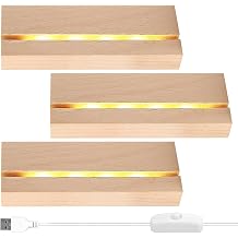 Pack of 3 LED Bases LED Lights Display Base Light Base Wood Wooden Base
