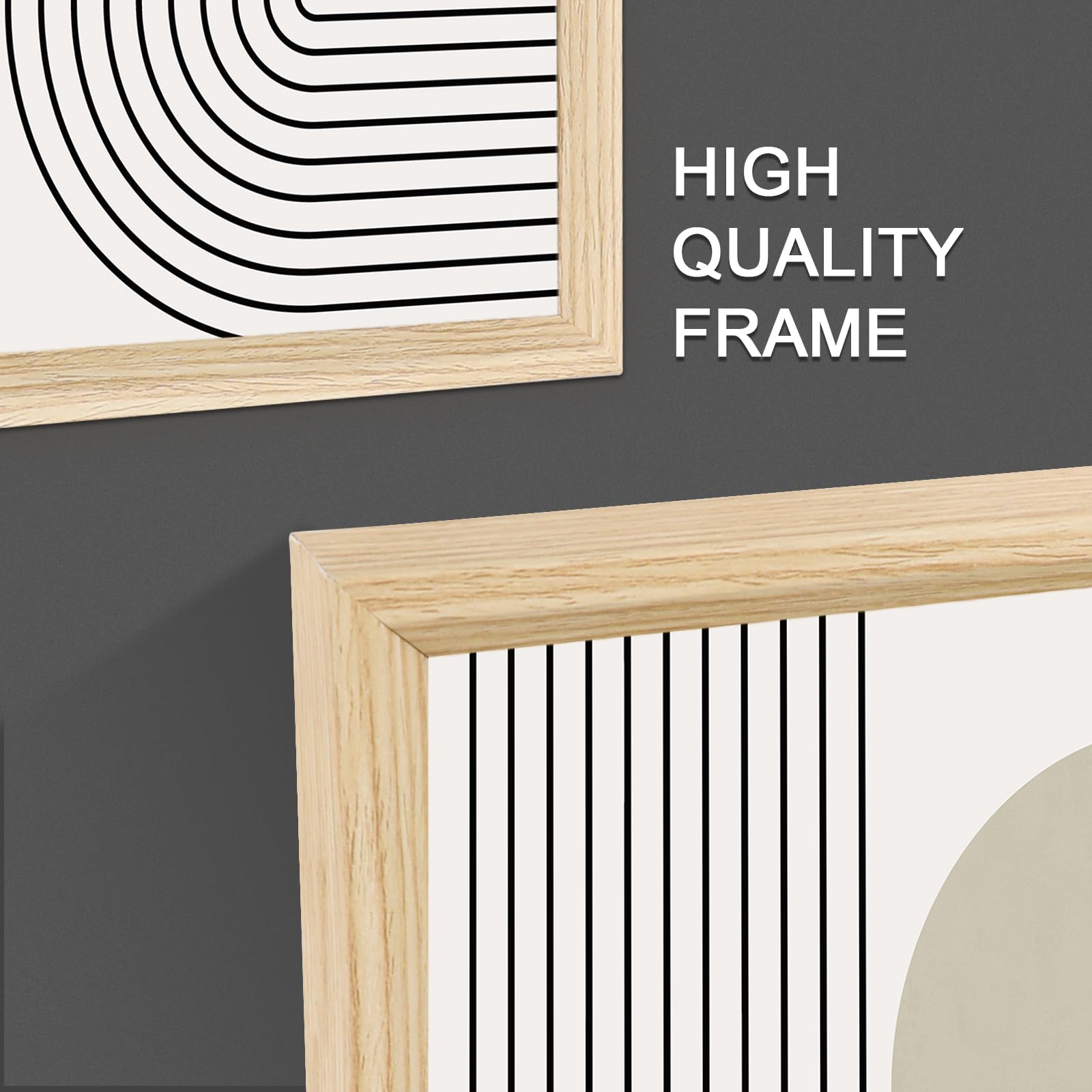 3 Pcs Wooden Framed Canvas Wall Art Set Bohemian Sage Green Canvas Prints Poster Geometric Line Beige Green Pictures for Living Room Bedroom Dinning Room Hallway Stairs Wall Decor 30x40cm x3pcs — view 263
