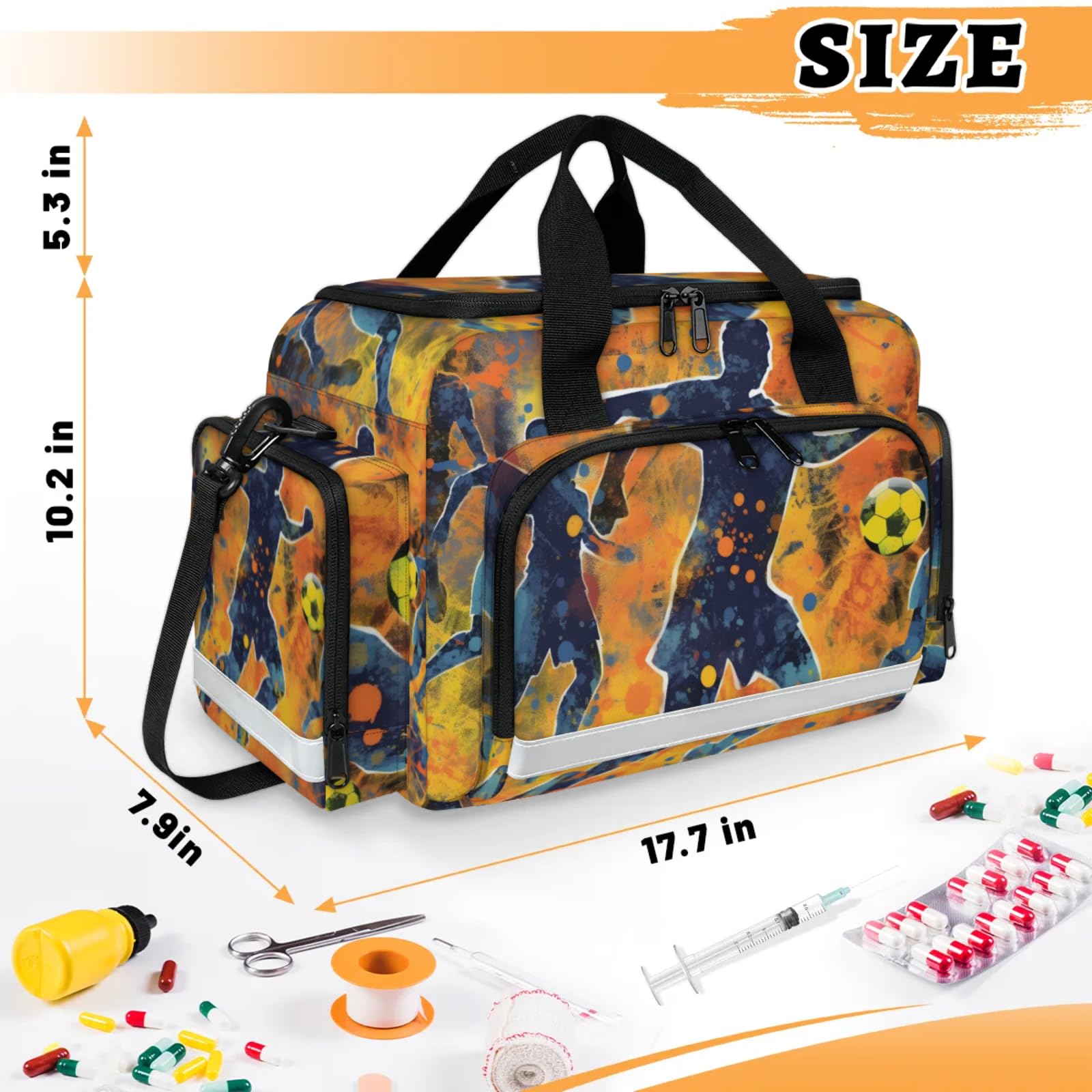 GzLeyigou First Aid Bags Empty, Dynamic Football Emergency Bag First Aid Kit Multiple Compartment Kit Carrier On Call Trauma Bag For Paramedics Emergency Medical Supplies Kit