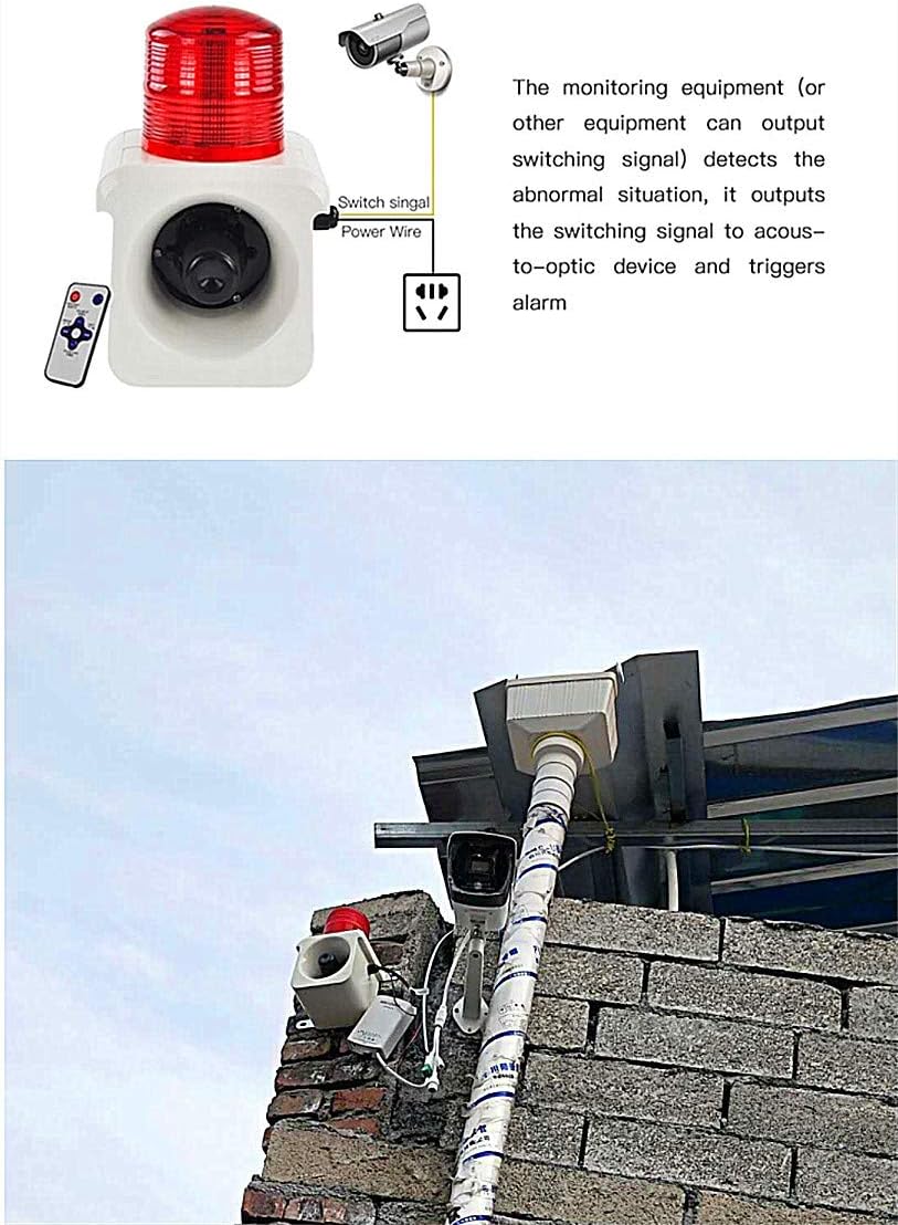 Switch Control Sound Light Alarm Horn Siren LED Warning Light Waterproof Portable Alarm Siren w/Strobe Flashing Emergency Buzzer for Camera Level Gauge (AC110V)