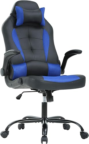 PayLessHere Silla de escritorio para videojuegos, silla de oficina ergonómica con soporte lumbar, reposabrazos acolchados, reposacabezas ajustables,