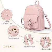 Vista 5 de ECOSUSI Mini mochila para mujer, bonita mochila pequeña con lazo, bolsa de cuero, con borla