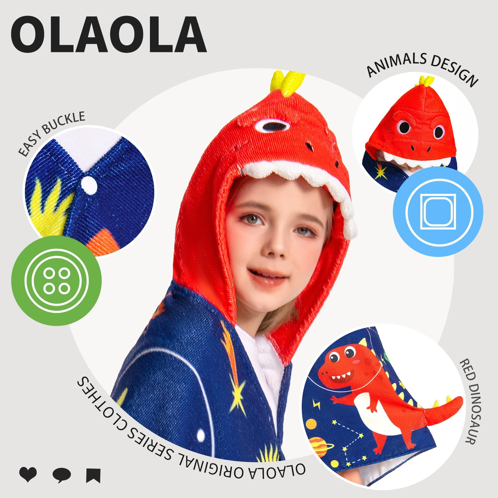 OLAOLA Kids Hooded Bath Towels, Soft Absorbent Beach Towel Swimming Wrap, Changing Robe Bath Poncho for Boys Girls 3-12 Years - Image 3