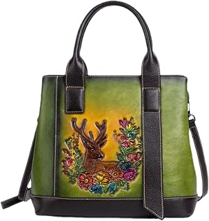 seegeeneey Women Leather Purse Shoulder Bags for Women Handbags Top Handle Satchel Crossbody Purse Travel Tote Bags Retro (Green)