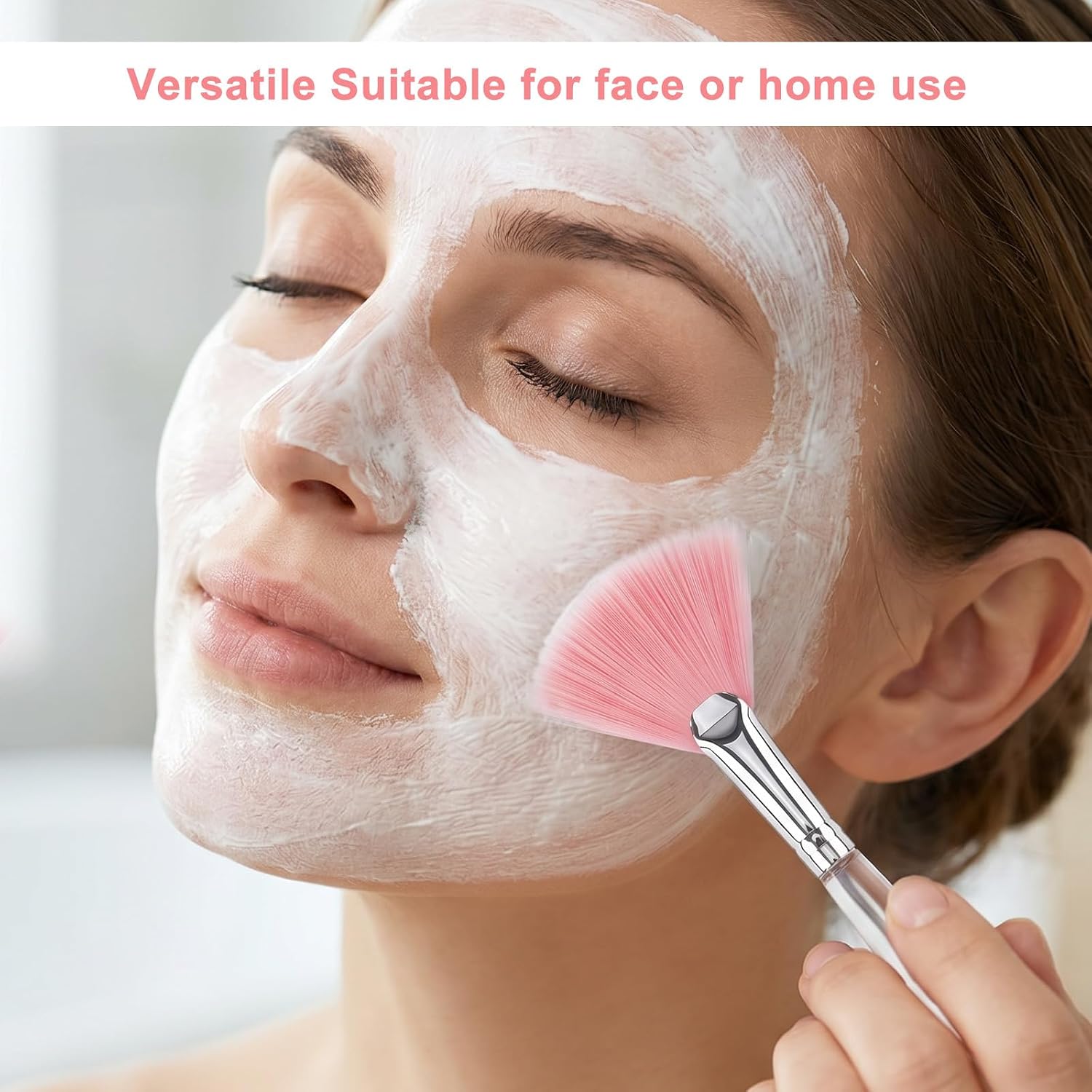 20pcs Facial Brushes Esthetician, Soft Facial Fan Brushes, Flat Head Mask Applicator Brush for Women Girls Mud Clay Mask Makeup Peel (Pink)