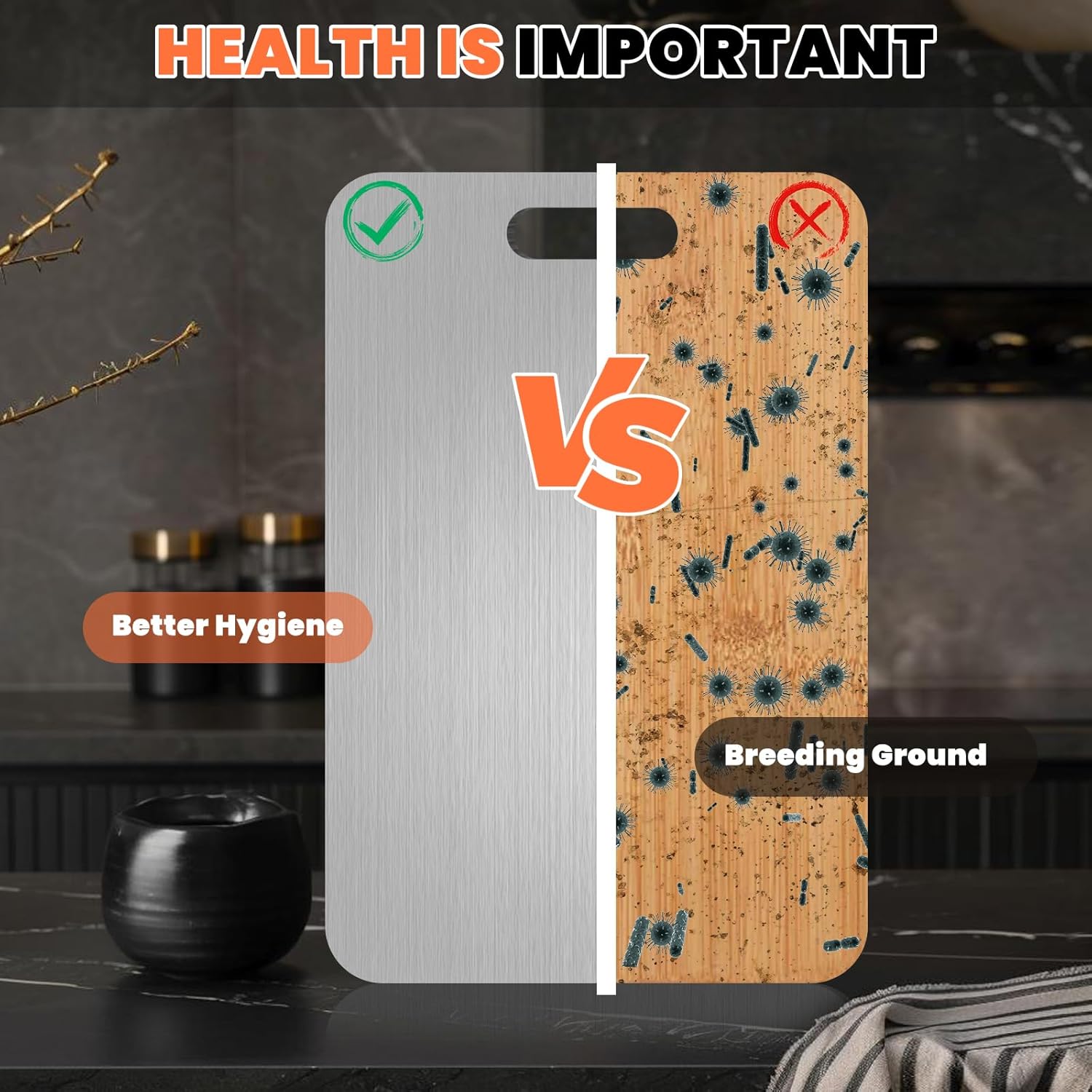 Titanium Cutting Board for Kitchen, 100% Pure Titanium Cutting Board, Double Sided Food-Grade Metal Chopping Board for Meat Vegetable Fruit, Dishwasher Safe, 18" x 12"