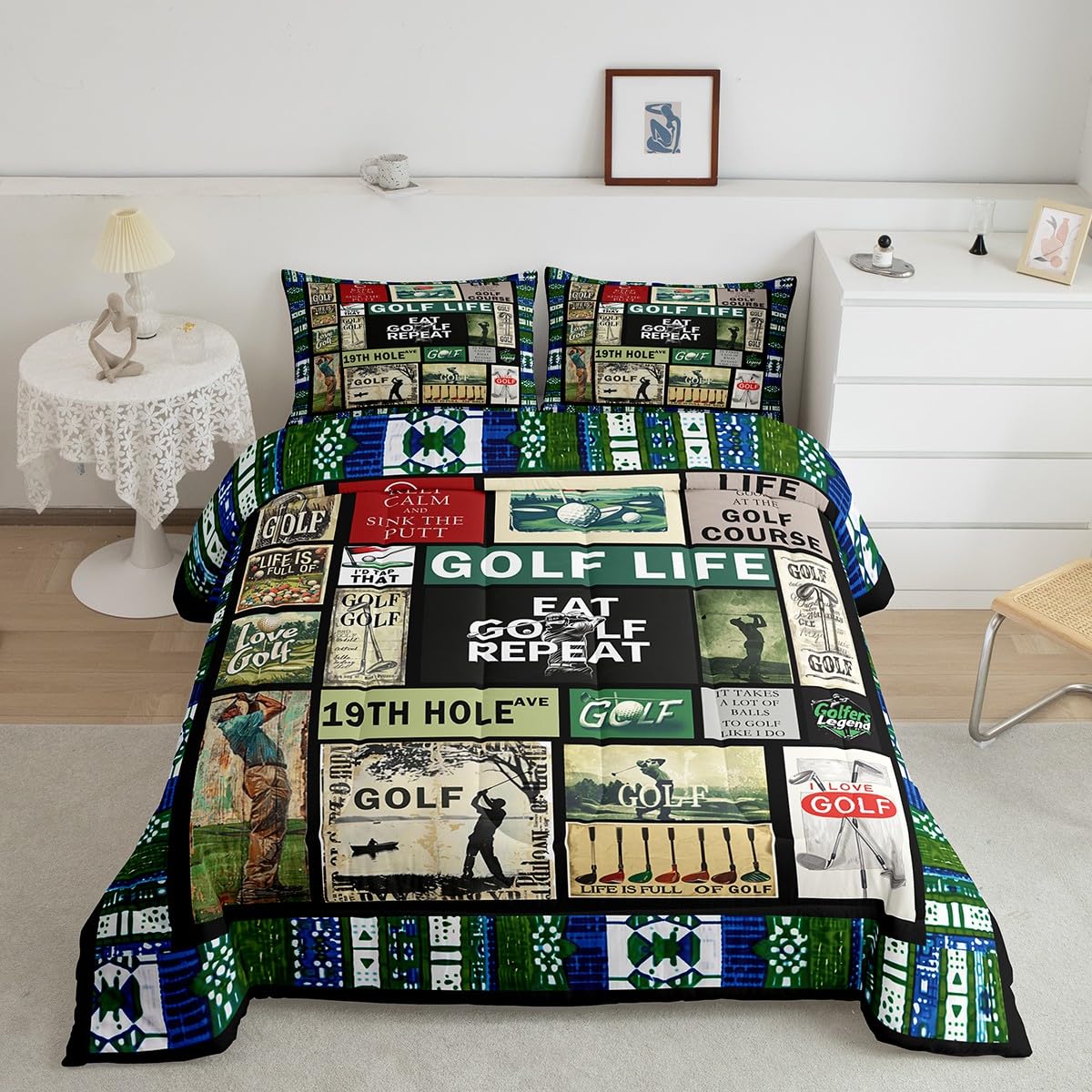 Couette piquée en patchwork et parure de lit moderne Manfei de qualité