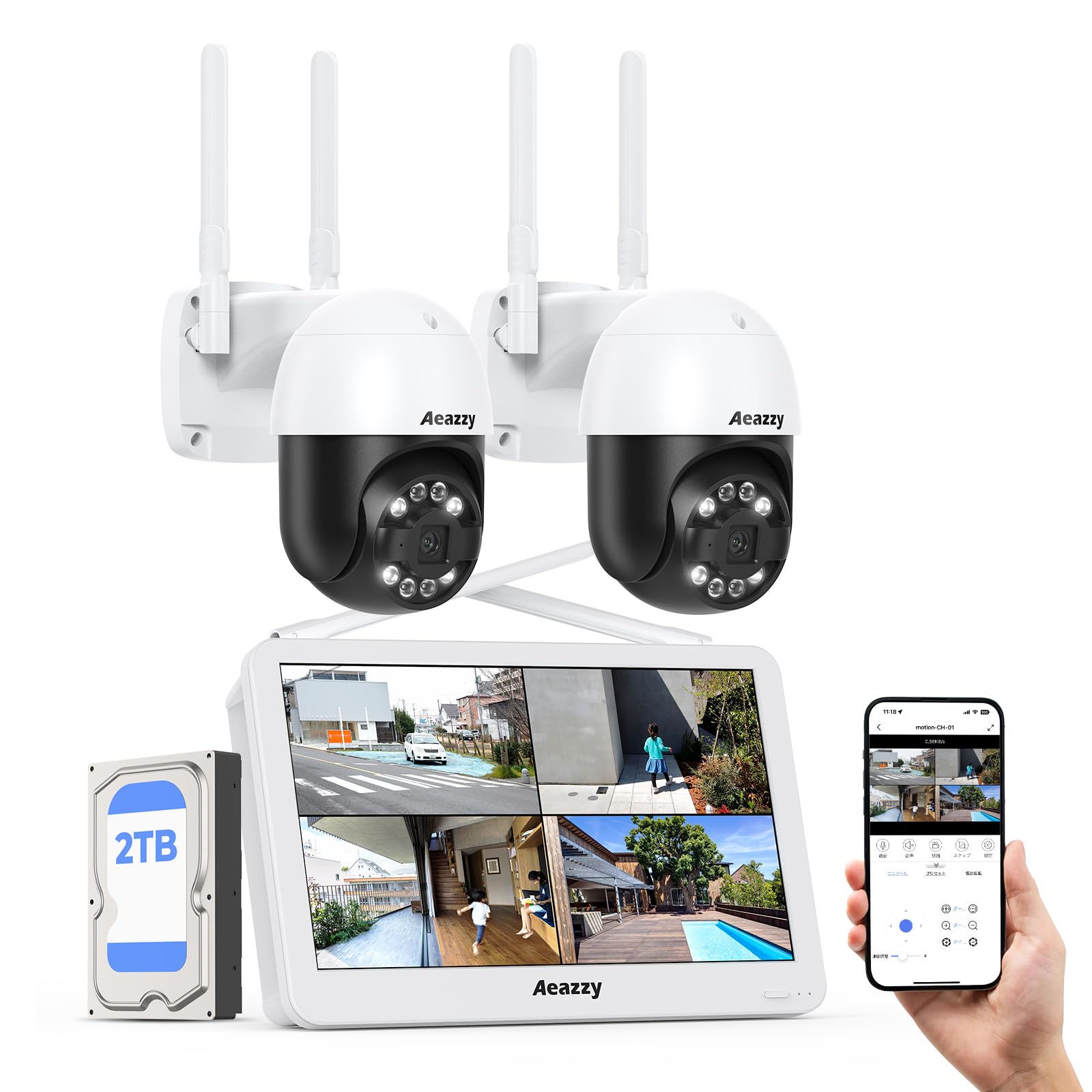 Amazon.co.jp: 【2880P/500万画素 ・360° 追尾機能搭載・2TB HDD内蔵