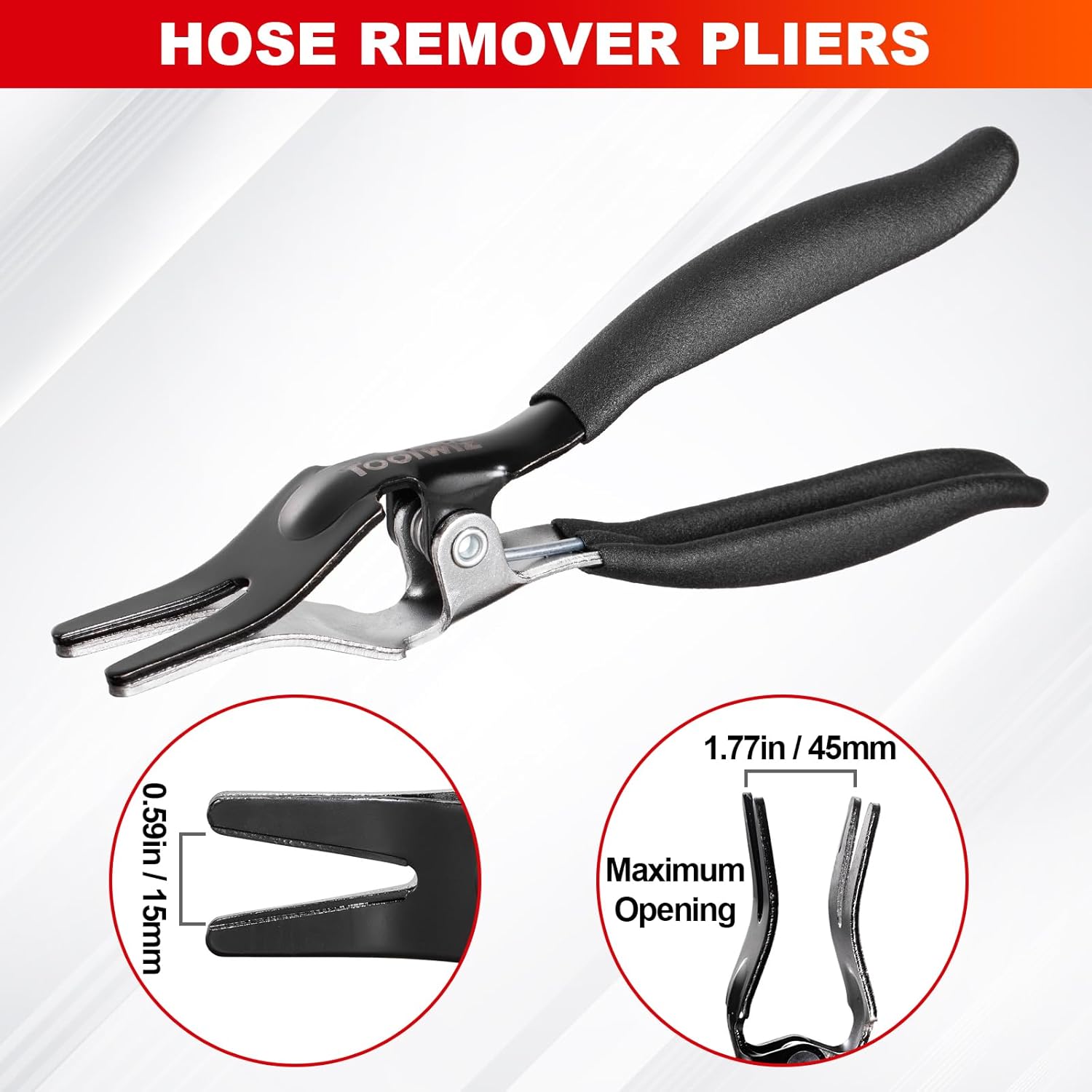 Toolwiz 4 Pcs Hose Clamp Pliers, Spring Coolant Radiator Hose Clamp Pliers Automotive Tools, Includes 27" Long Reach Wire Spring, Flat Band, Remover, Clic-R Type Hand Tools - Image 5