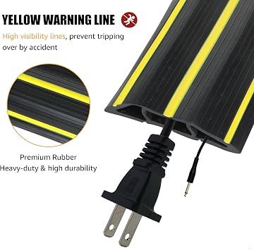 YOUNTHYE Rubber Floor Cable Cover 3m, Floor Cable Protector, Wire Cover, Floor Cable Cover Protector 3 Cord Channels for Offices, Retail, Gyms, Factories & Garages