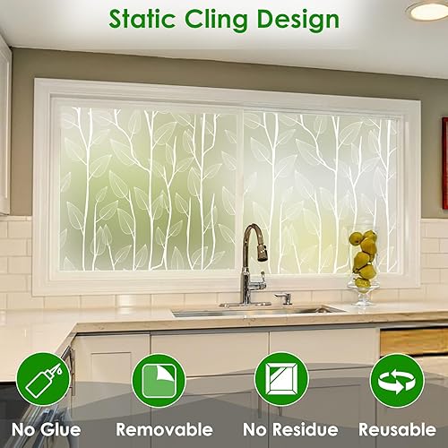 Vista 66 de DKTIE Película decorativa de vinilo para ventana de adherencia estática, película de privacidad no adhesiva con kit de instalación, tecnología
