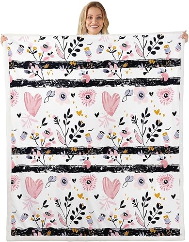 Vista 21 de Manfei Daisy Flowers Flannel Fleece Throw Blanket 60"x80" 90s Groovy Daisies Fuzzy Blanket for Sofa Couch Retro Hippie Flowers All Season Bed Orange