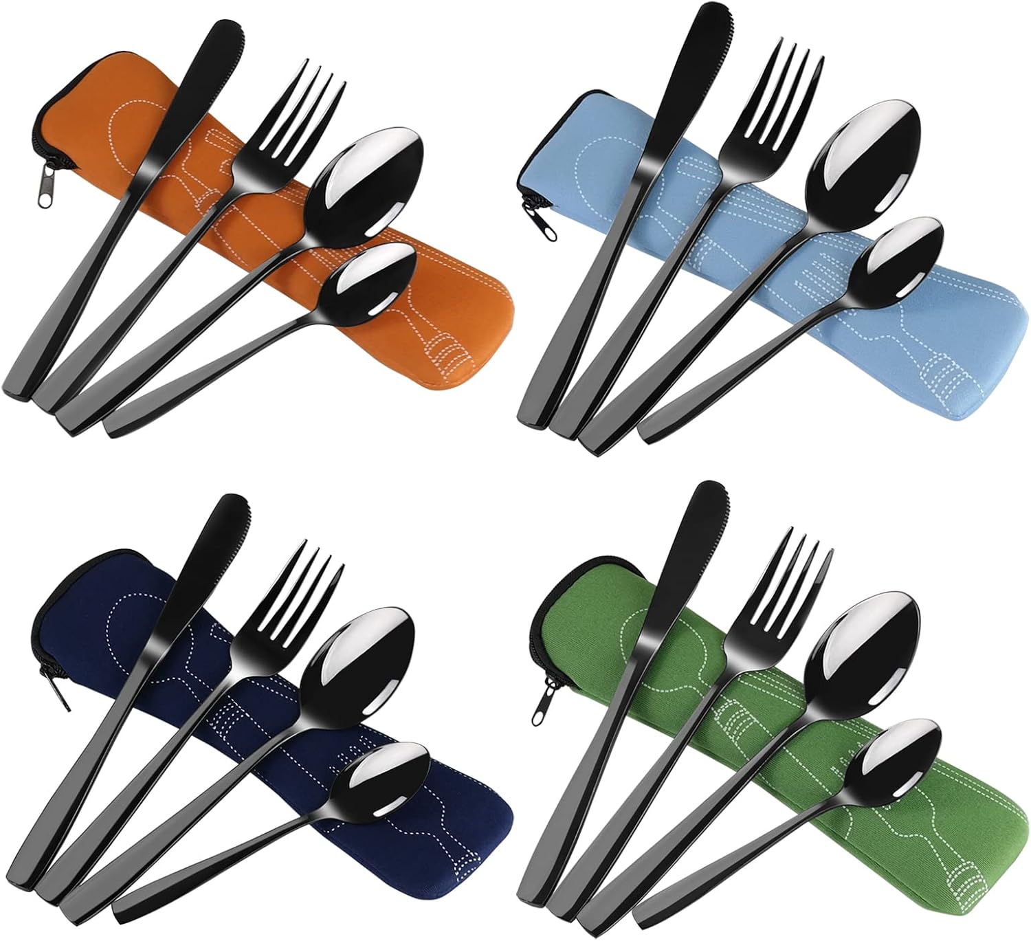 Uumitty 16Piece Stainless Steel Traveling Cutlery, Camping Silverware