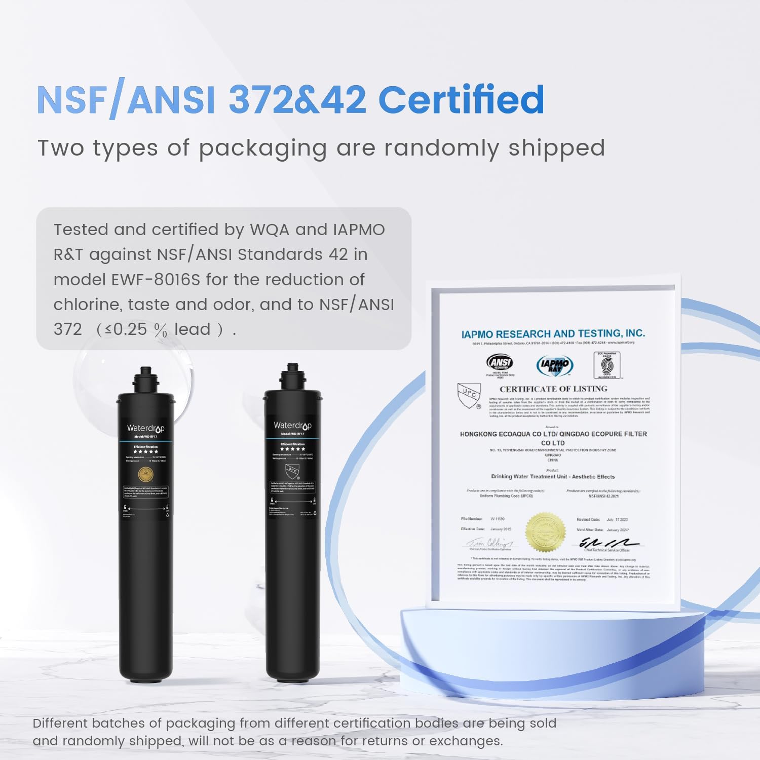 【𝟔 𝐘𝐞𝐚𝐫𝐬】 Waterdrop 17UA 𝟑 𝐘𝐞𝐚𝐫𝐬 Under Sink Water Filter & RF17 𝟑 𝐘𝐞𝐚𝐫𝐬 Replacement Cartridge for Under Sink Water Filtration System