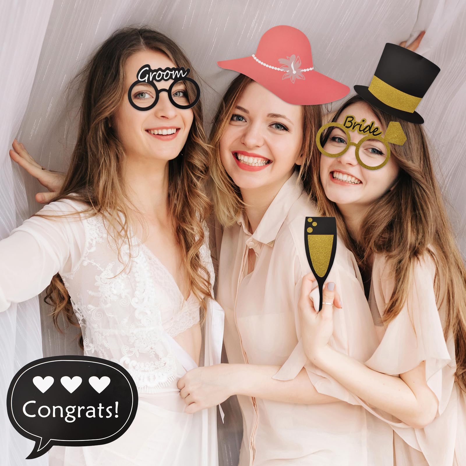 Fotoautomaten-Requisiten Teeparty Set – 28 Stück Mit Stab, Blumen-Teezeremonie Design, Für Geburtstagsfeiern & Selfies