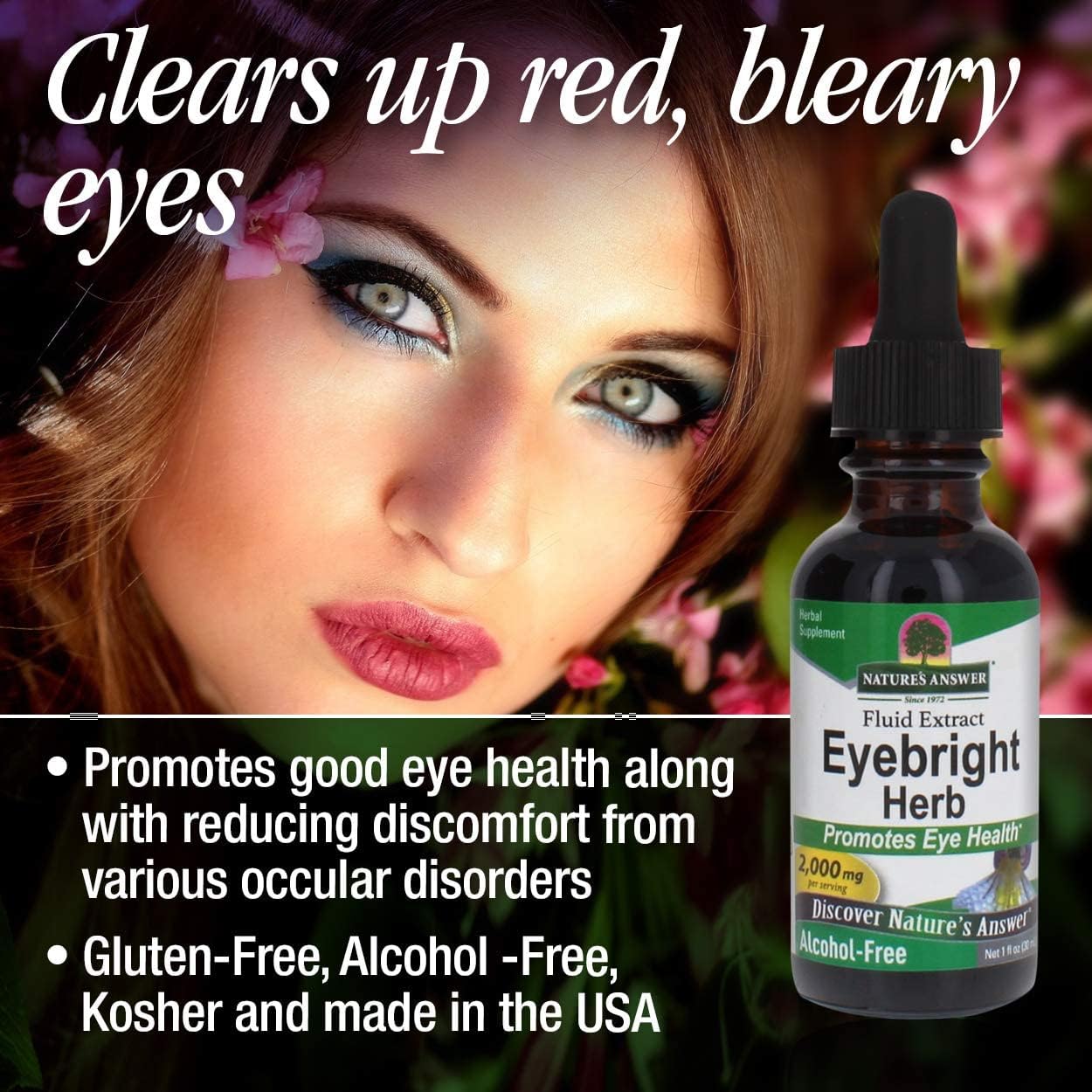 Nature's Answer Eyebright Herb 1oz Extract | Supports Eyes & Vision | Non-GMO | Alcohol-Free, Gluten-Free, Kosher Certified, Vegan & No Preservatives | Single Count