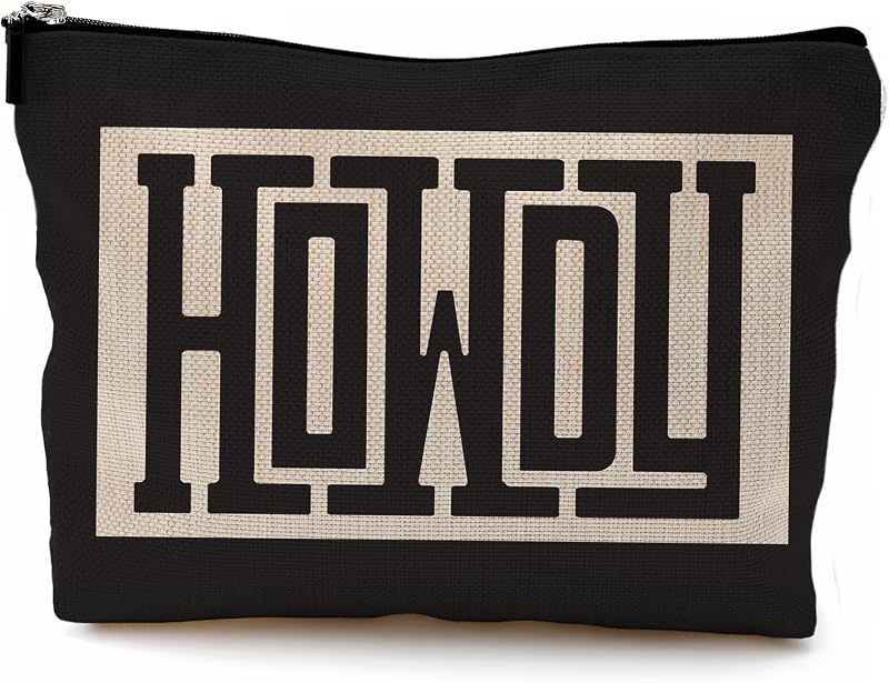 Necessaire de maquiagem BILLAION com estampa Western, preta e bege, modelo Makeup bag-30