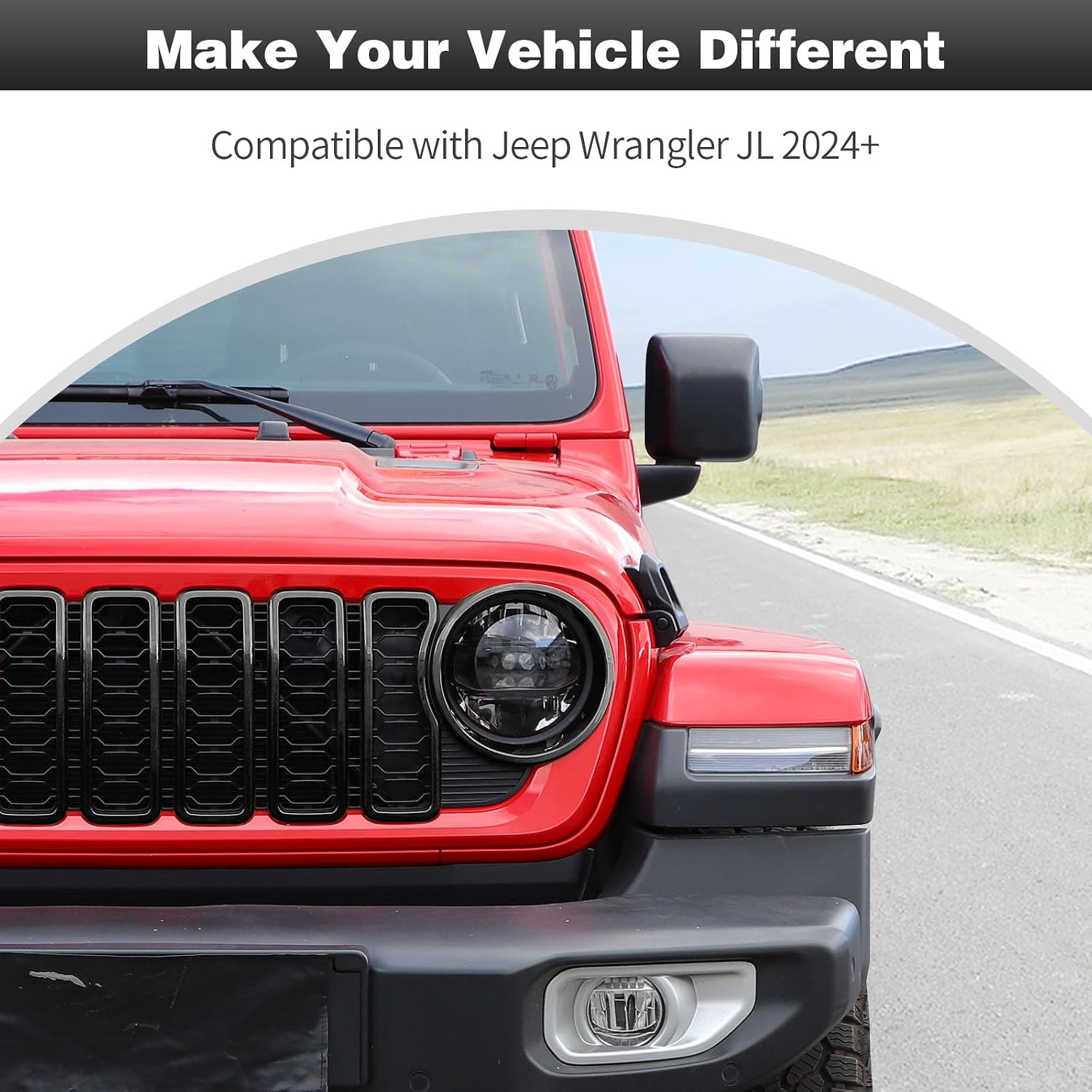 CheroCar for JL Grille Grill Insert & Headlight Turn Light Cover Trim Exterior Accessories for Jeep Wrangler JL JLU & Gladiator JT 2024-2026