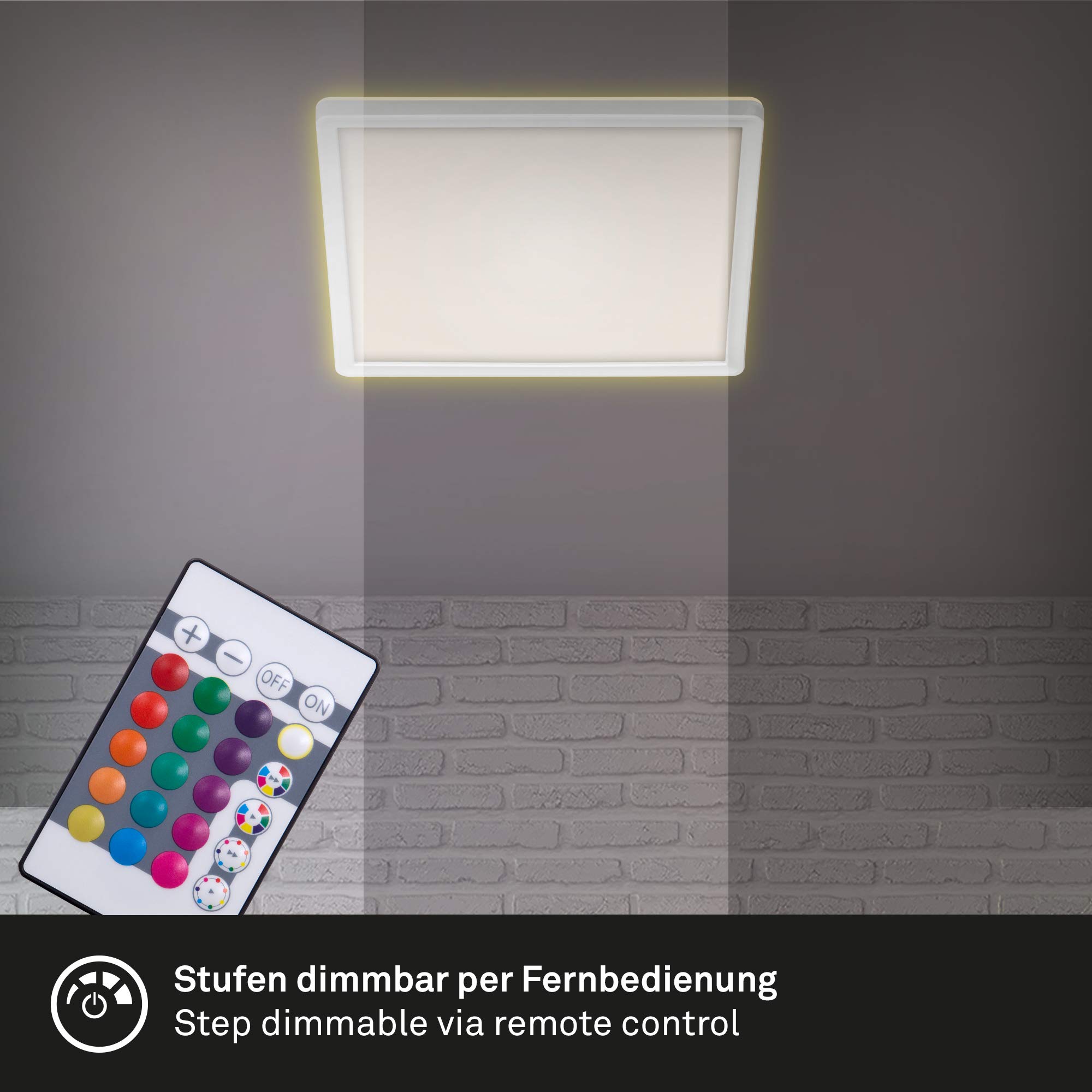 Briloner Lichten - LED-paneel, plafondlamp dimbaar, incl. afstandsbediening, kleurtemperatuurregeling, nachtlampje, 24 watt, 2.200 lumen, wit-zwart, 40cm, 7168-015