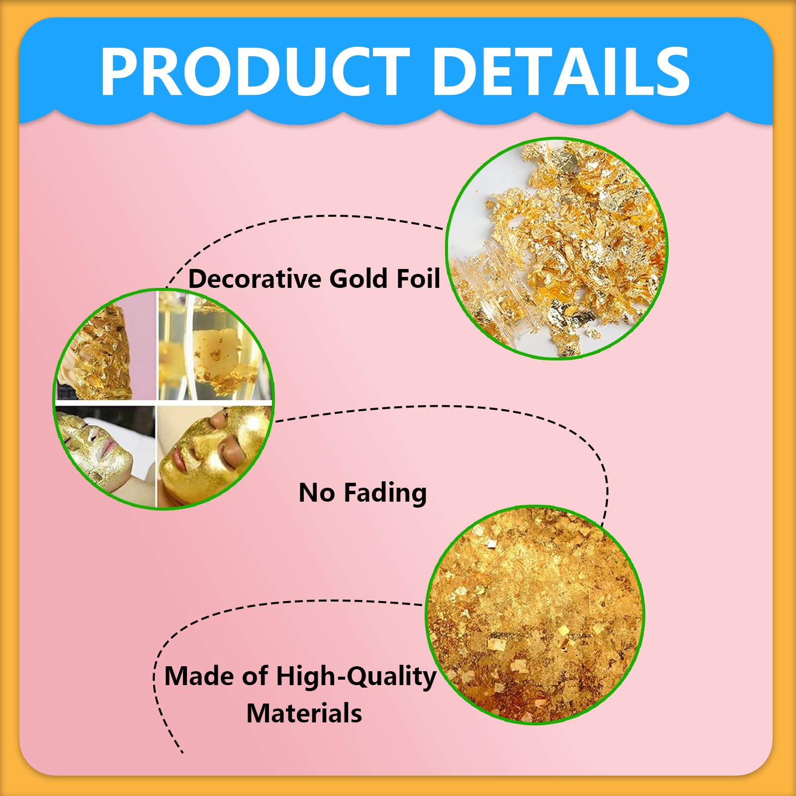 Foglia Oro Fiocchi Per Decorazioni - Set 3 Bottiglie (Oro, Argento, Oro Rosa) Per Nail Art, Resina E Fai Da Te - Foto 8