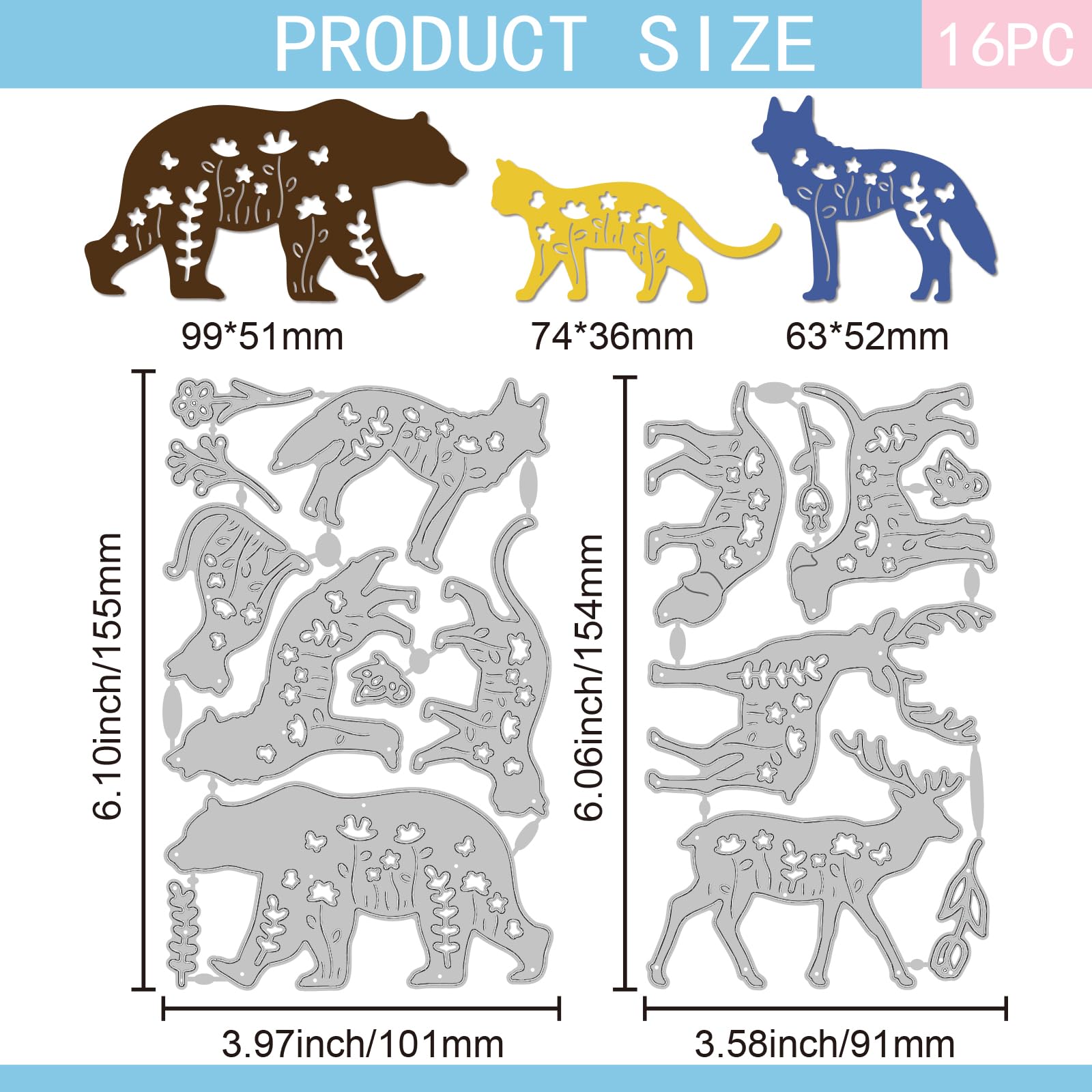 GLOBLELAND Flowers Animals Cutting Dies for DIY Scrapbooking Metal Cats Dogs Cut Dies Wildflowers Butterflies Die Cuts for Card Making Embossing Photo Album Craft Decor - Image 2