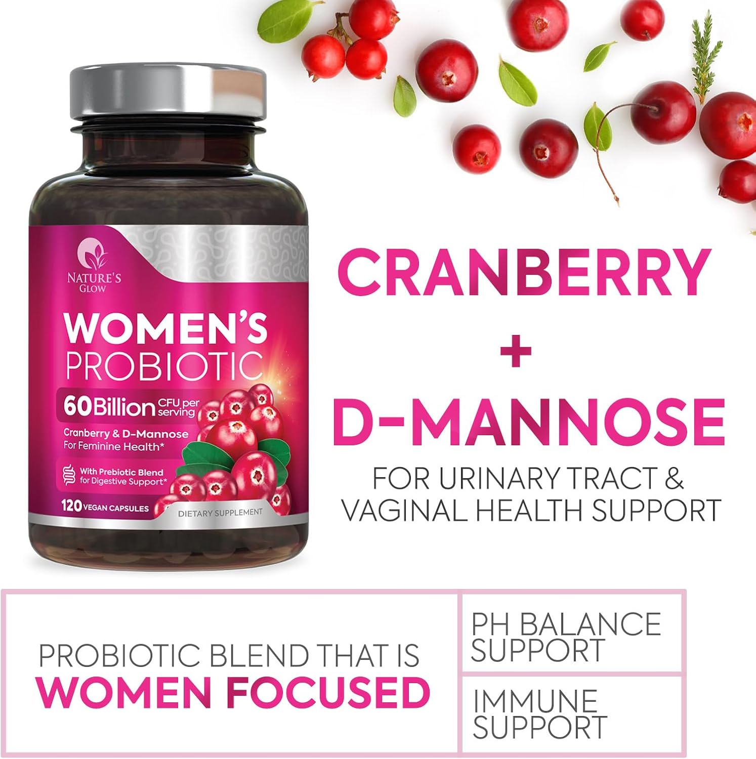 Probiotics For Women 60 Billion CFU - Women's Probiotic For Digestive Health 16 Unique Strains - Daily Vaginal PH Balance & Feminine Health Support, Womens Probiotic With Acidophilus - 120 Capsules - Image 6