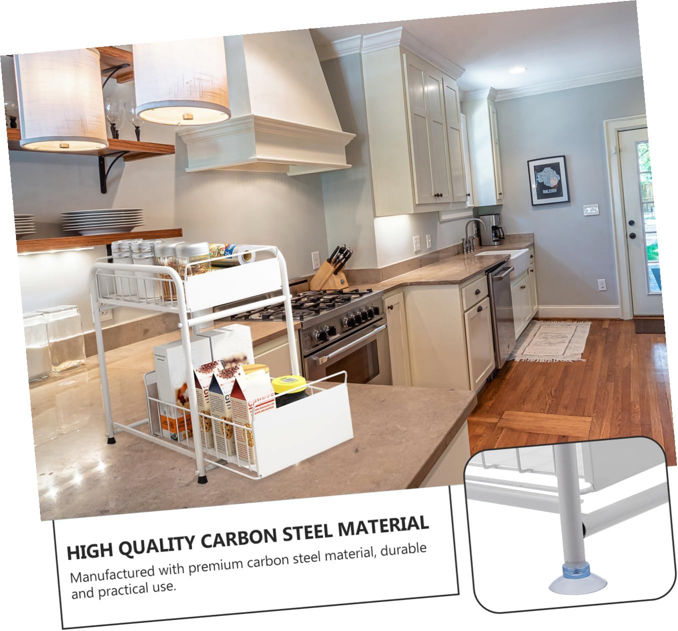 Under Sink Storage Rack with Sliding Space-saving Kitchen Organizer for Cabinet and Bathroom Multi-purpose Storage Holder for Utensils and Cleaning Supplies