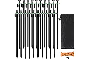 20 Pack Tent Stakes Metal: Durable and Reflective Heavy Duty ZOUTOG Camping Stakes