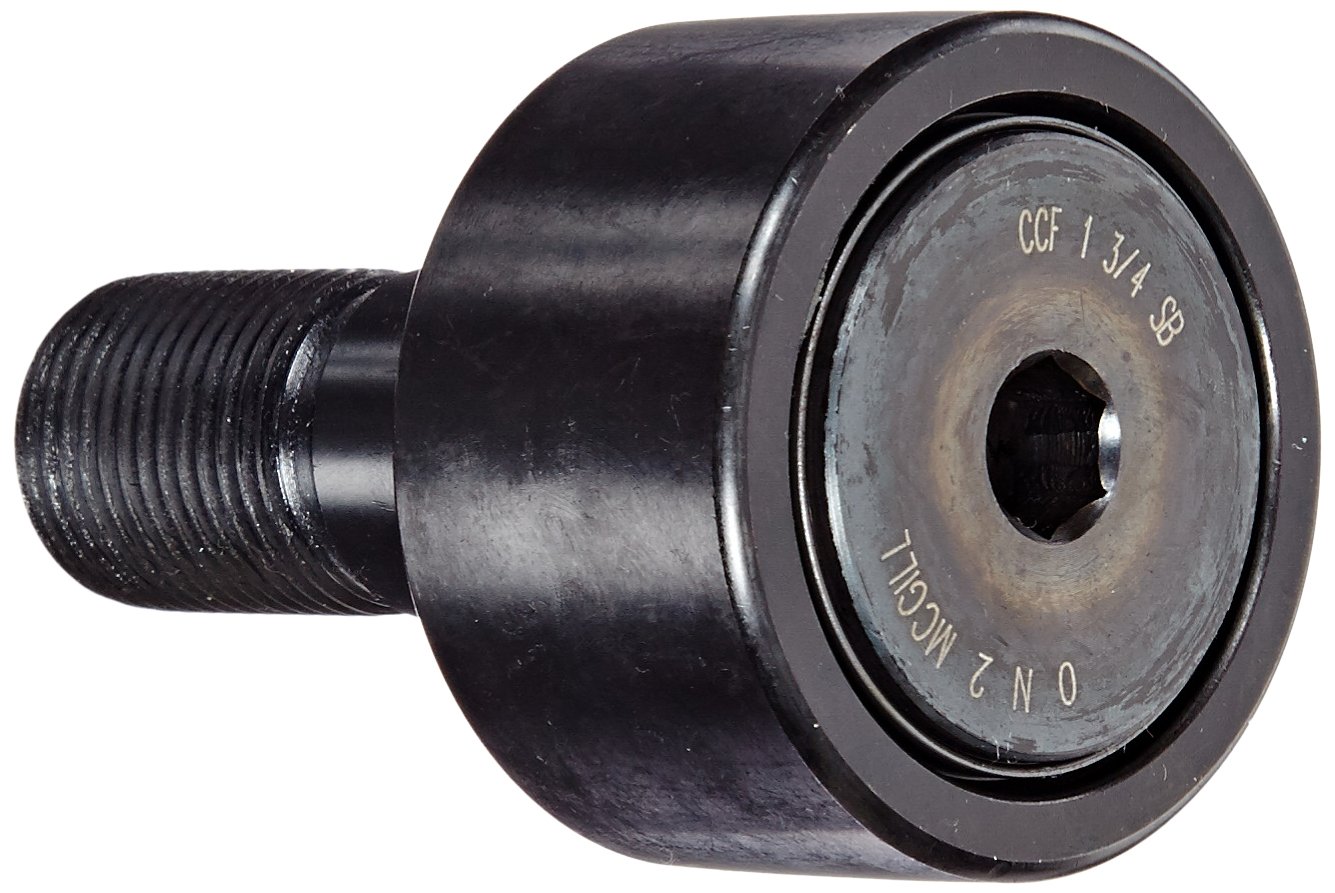 McGill CCF1 3/4SB Cam Follower, Crowned, Sealed, Inch, Steel, 1-3/4" Roller Diameter, 1" Roller Width, 1-3/4" Stud Length, 3/4" Thread Size, 2-25/32" Overall Length, 0.750" Stud Diameter