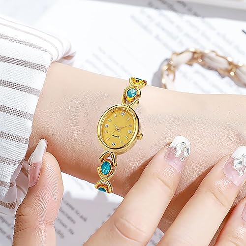 Miniatura 4 de Reloj para mujer, pulsera vintage pequeña, esfera ovalada, impermeable, de cuarzo, vestido de mesa