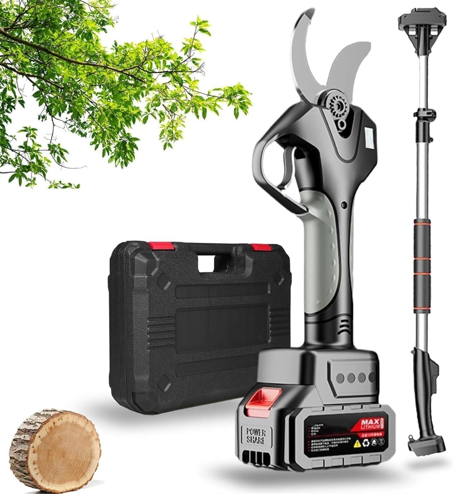 Akku Elektrische Astschere 45MM 25V Gartenschere und Astscheren - Leistungsstarke elektrische Elektrogartenscheren für präzisen Baumschnitt, Rosenschnitt und Weinreben(2Batteria)