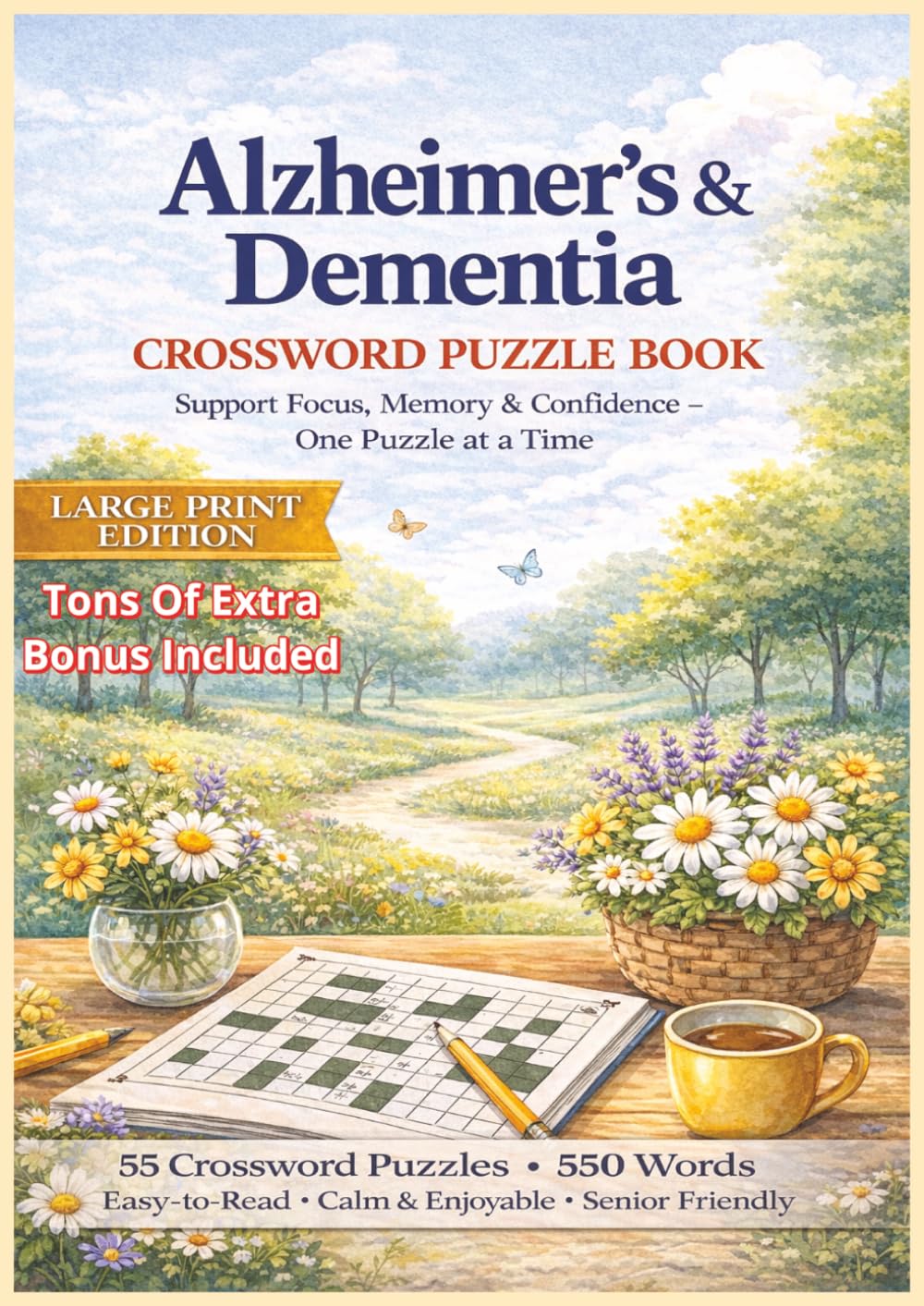 Alzheimer’s & Dementia Large Print Crossword Puzzle Book for Seniors: Fun and Easy Memory-Boosting Crossword Puzzles in Large Print for Seniors and ... Brain Exercises to Stay Sharp and Engaged...
