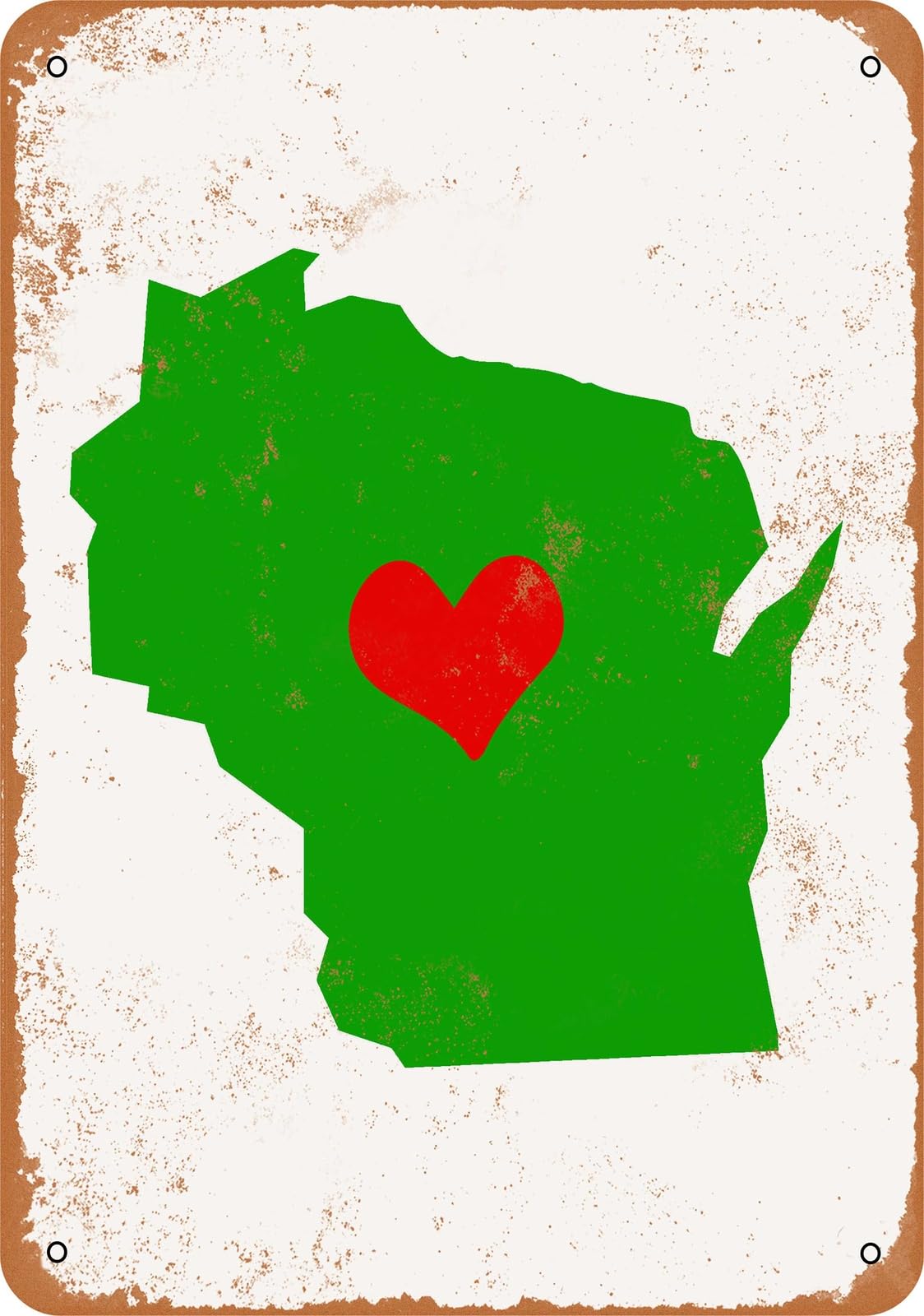 Miaomansenstore Metal Sign - Love Heart Wisconsin - Vintage Look Home Decor
