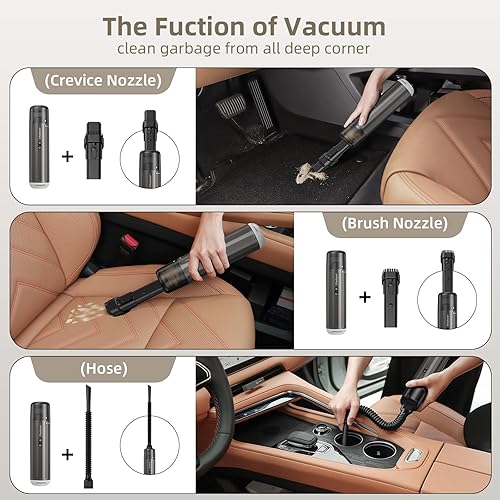 Miniatura 4 de Chuboor Aspiradora de mano, potente aspiradora de automóvil de 13000 PA, de alta potencia, recargable, mini aspiradora portátil con luz LED SOS,