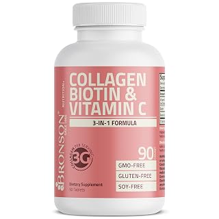 Bronson Collagen Peptides 3000mg (per Serving) with Biotin & Vitamin C - for Hair, Skin & Nails Support, Non-GMO, 90 Tablets - Amazon product rated Grade B