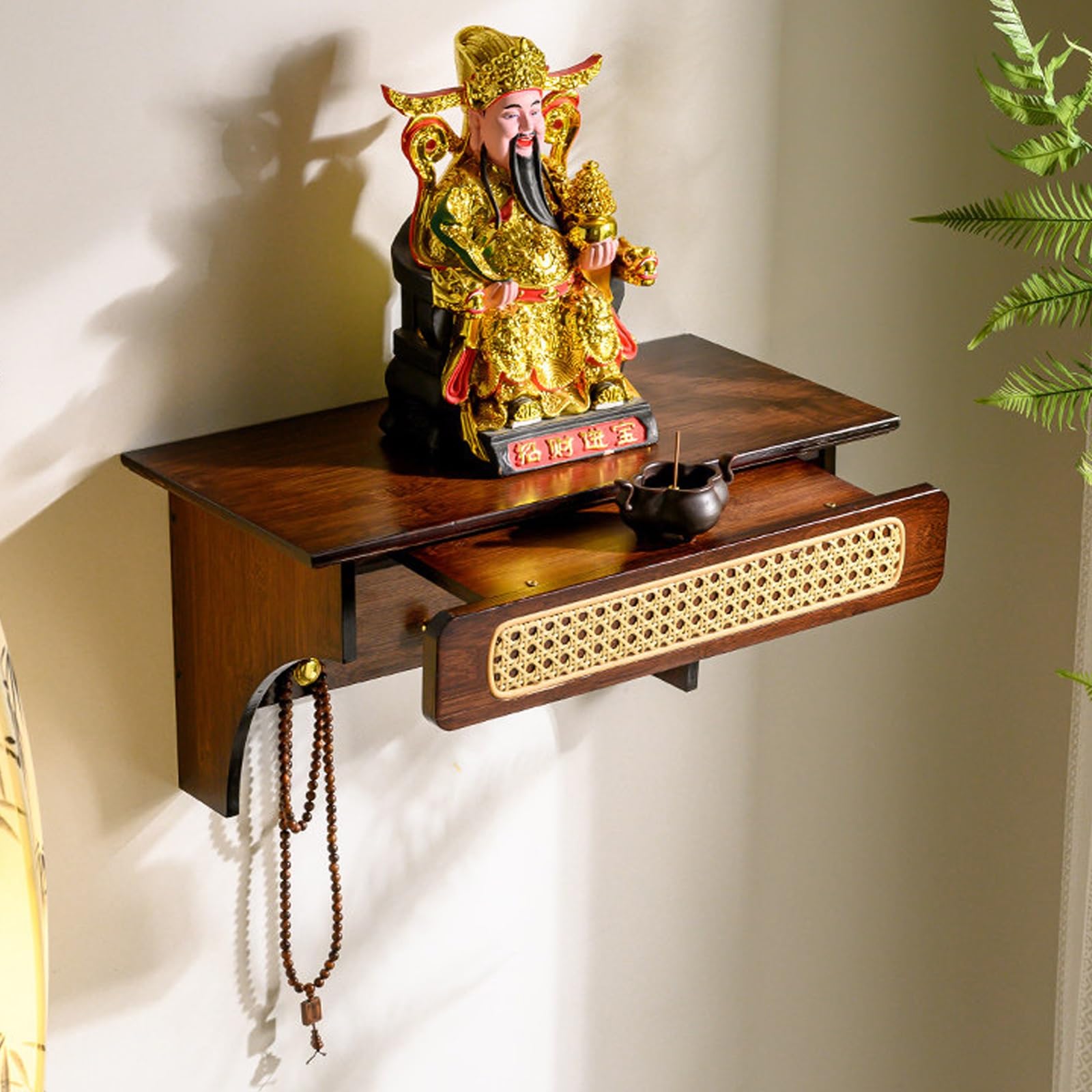 Table d'autel de méditation en bambou marron de 50cm pour salon