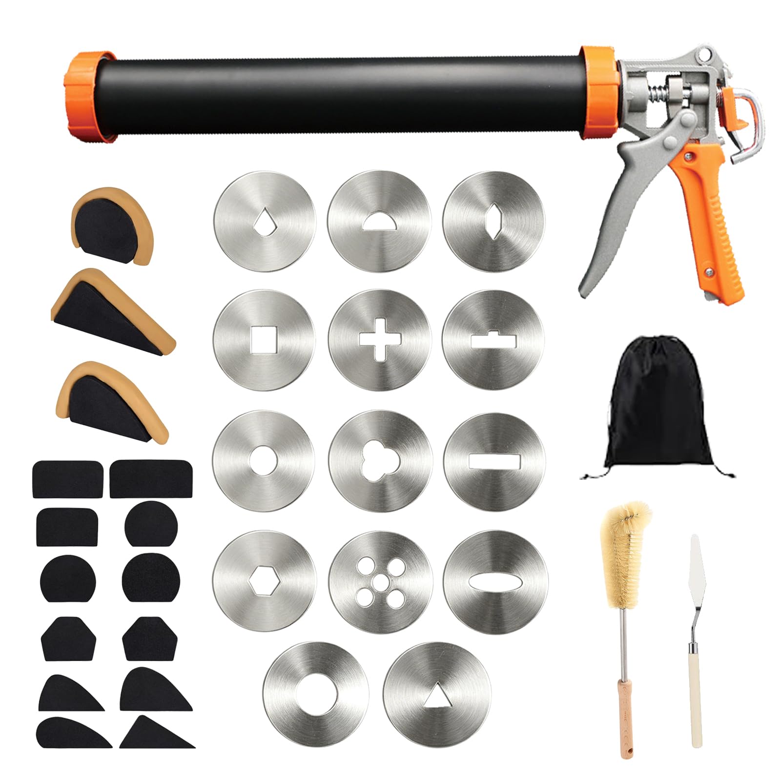 Photo 1 of Clay Extruder Gun,Handheld Clay Extruder Tool,Polymer Clay Extruder with 14 Shapes Discs,Clay Extruder for Pottery Craft DIY,Complete Clay Extruder Kit with Mug Handle Molds & Cleaning Accessories