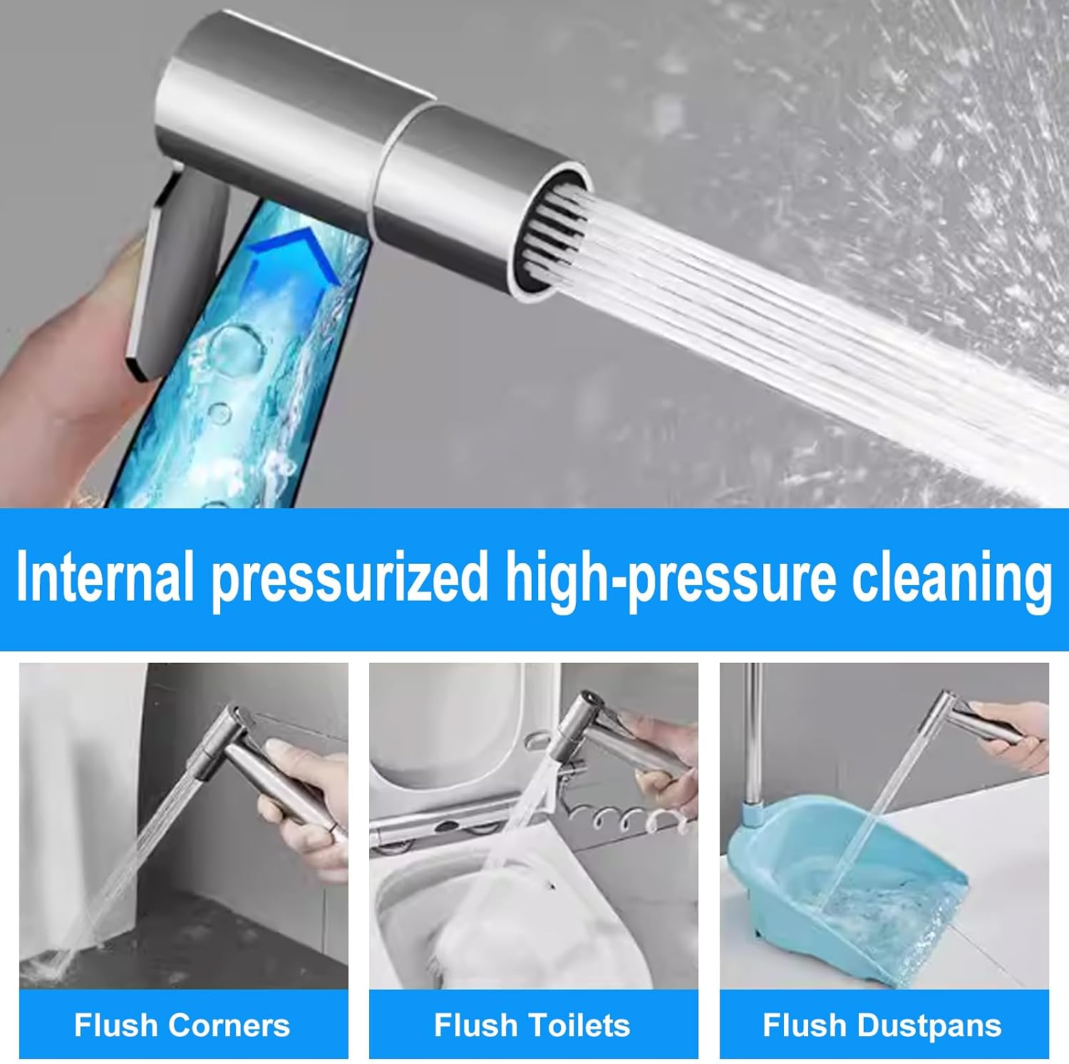 UIN Handheld Bidet Sprayer for Toilet, Stainless Steel Jet Spray Kit Adjustable Pressure, Leak-Proof Jet Spray,Feminine Wash & Muslim Shower, Wall or Toilet Mount, Used for RV Toilets