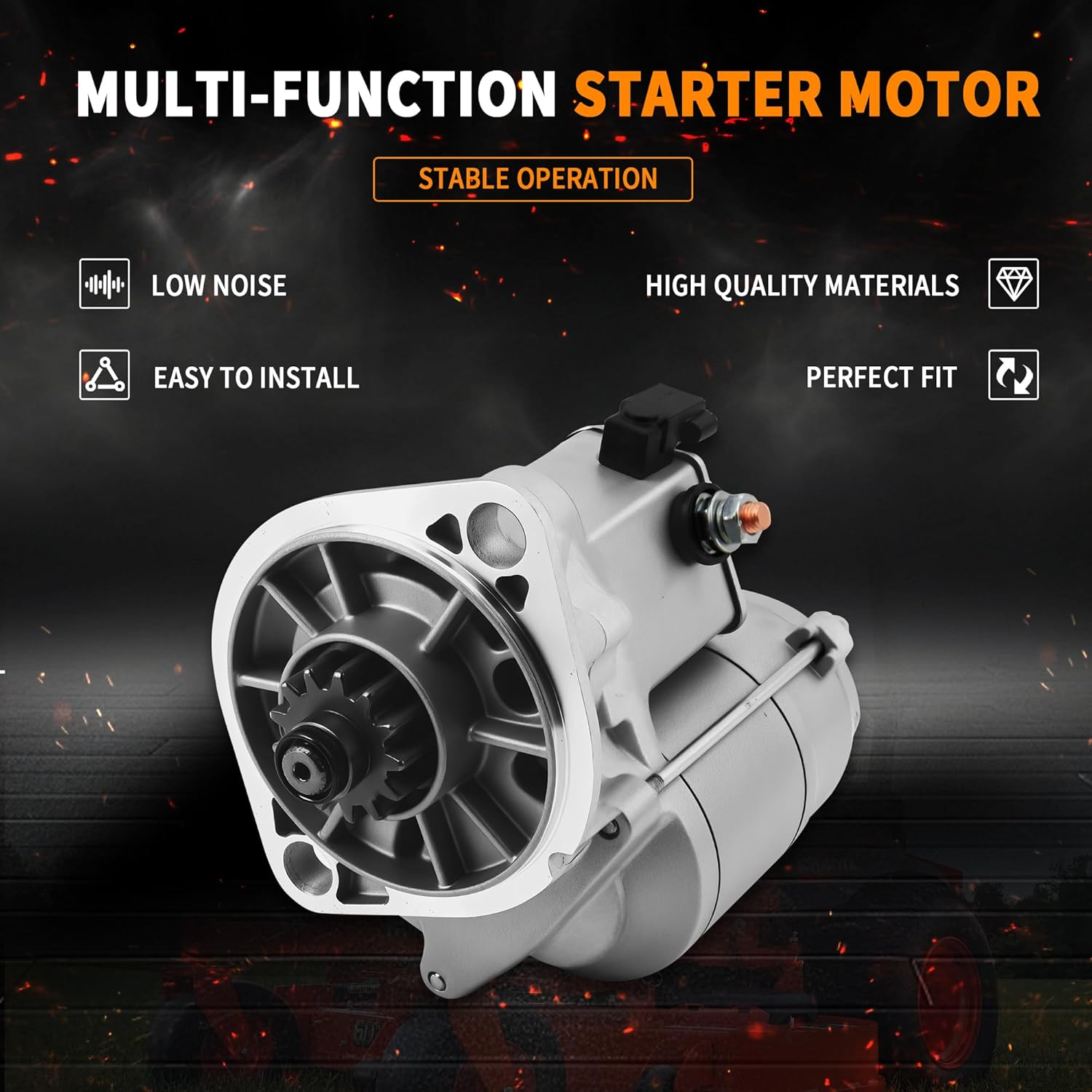 Starter AM876435 Compatible With John Deere 3032E 3038E 3120 3320 3520 3720 4105 4115 Tractors AM878415, RG60654, SE501878, TY25233, TY25237, YM129129-77010, YM129407-77010