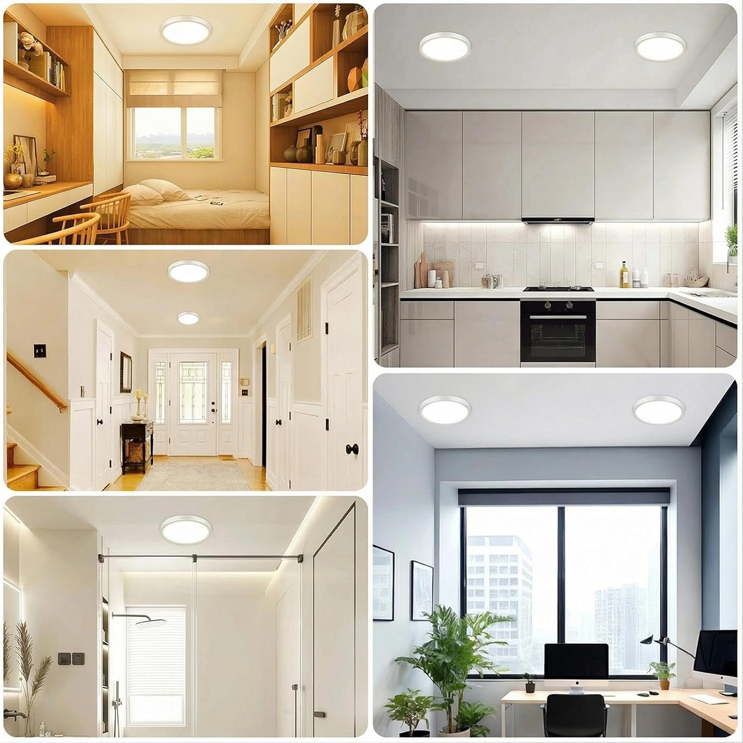 libtit 15inch LED Flush Mount Ceiling Light, Dimmable & 5Color Temperatures (3000K-6500K), 30W Round Slim White Light Fixture for Bedroom Livingroom Garage Kitchen