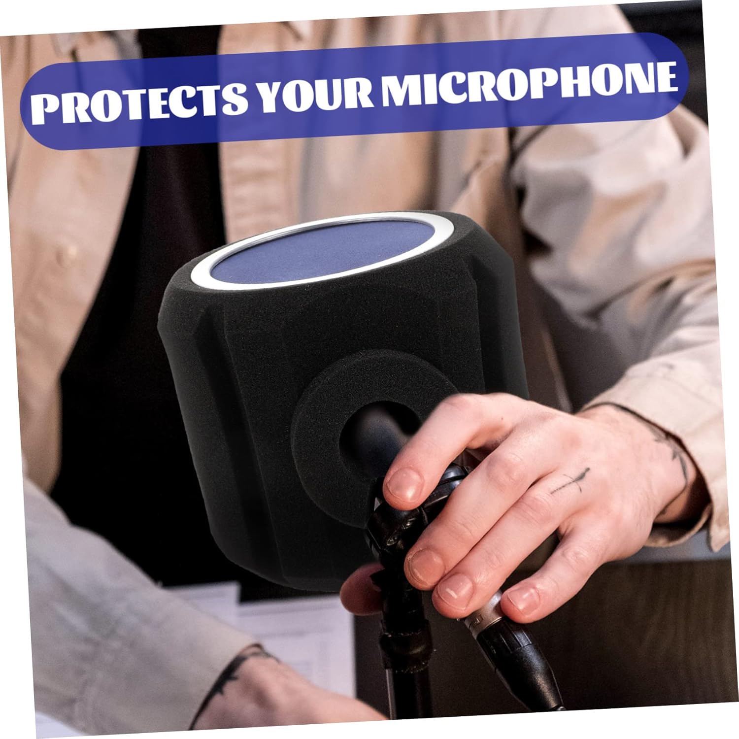 Angoily Supple Mic Cover Windscreen Noise Acoustic Enclosure for Microphones Easy to Install Shield for Ktv Stage and Interviews