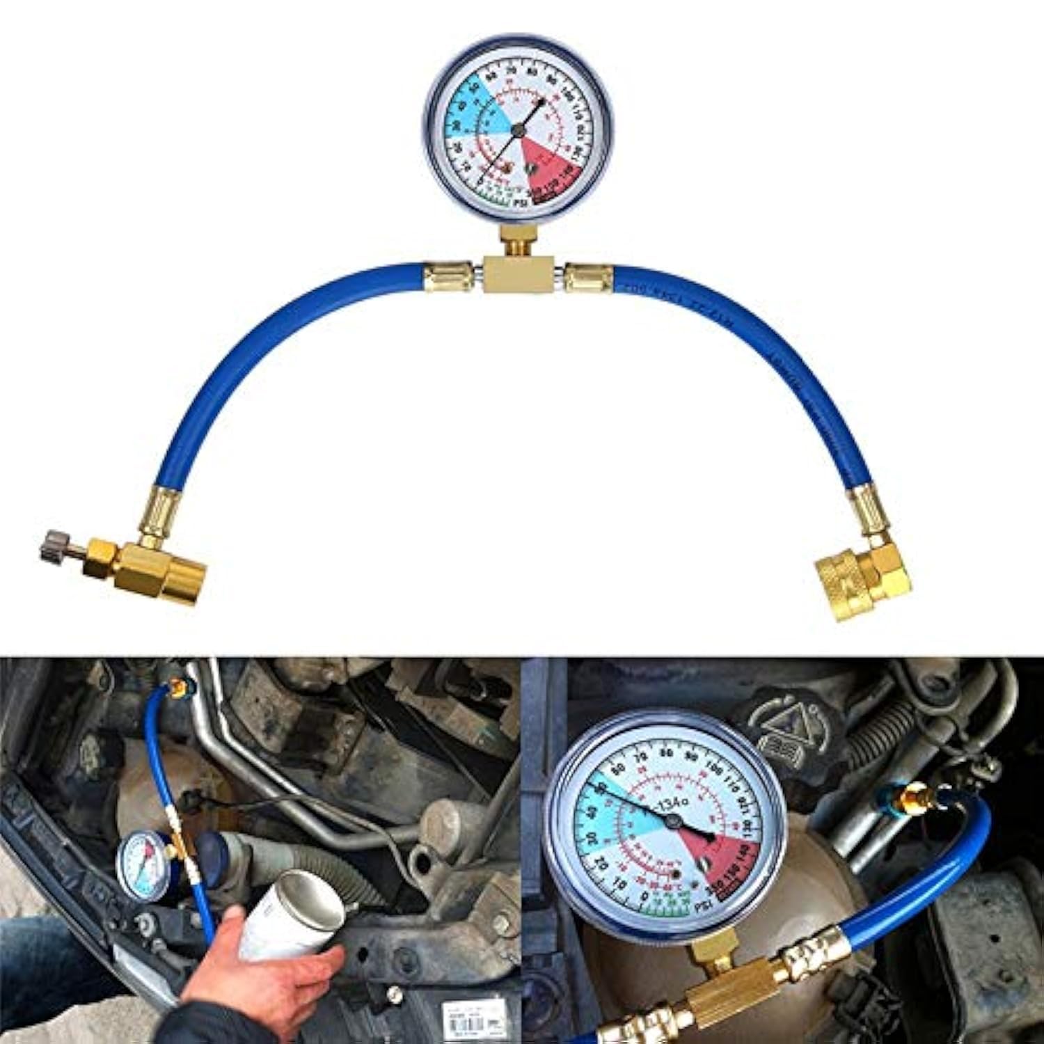 R134A A/C Auto Condizionamento Recharge Refrigerante Kit Tubo di Misurazione Adattatore di Ricarica con Calibro