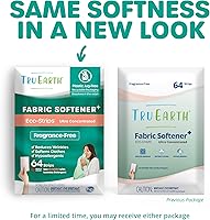 Vista 2 de Tru Earth Tiras suavizantes de tela para lavadora, alternativa al suavizante de telas líquido y vainas, sin fragancia, hasta 128 cargas por 64