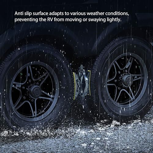 Miniatura 5 de SKYFISH Estabilizador de neumáticos de doble X Chock de estructura de acero, más estable con alfombrilla de goma antivibración para caravana,