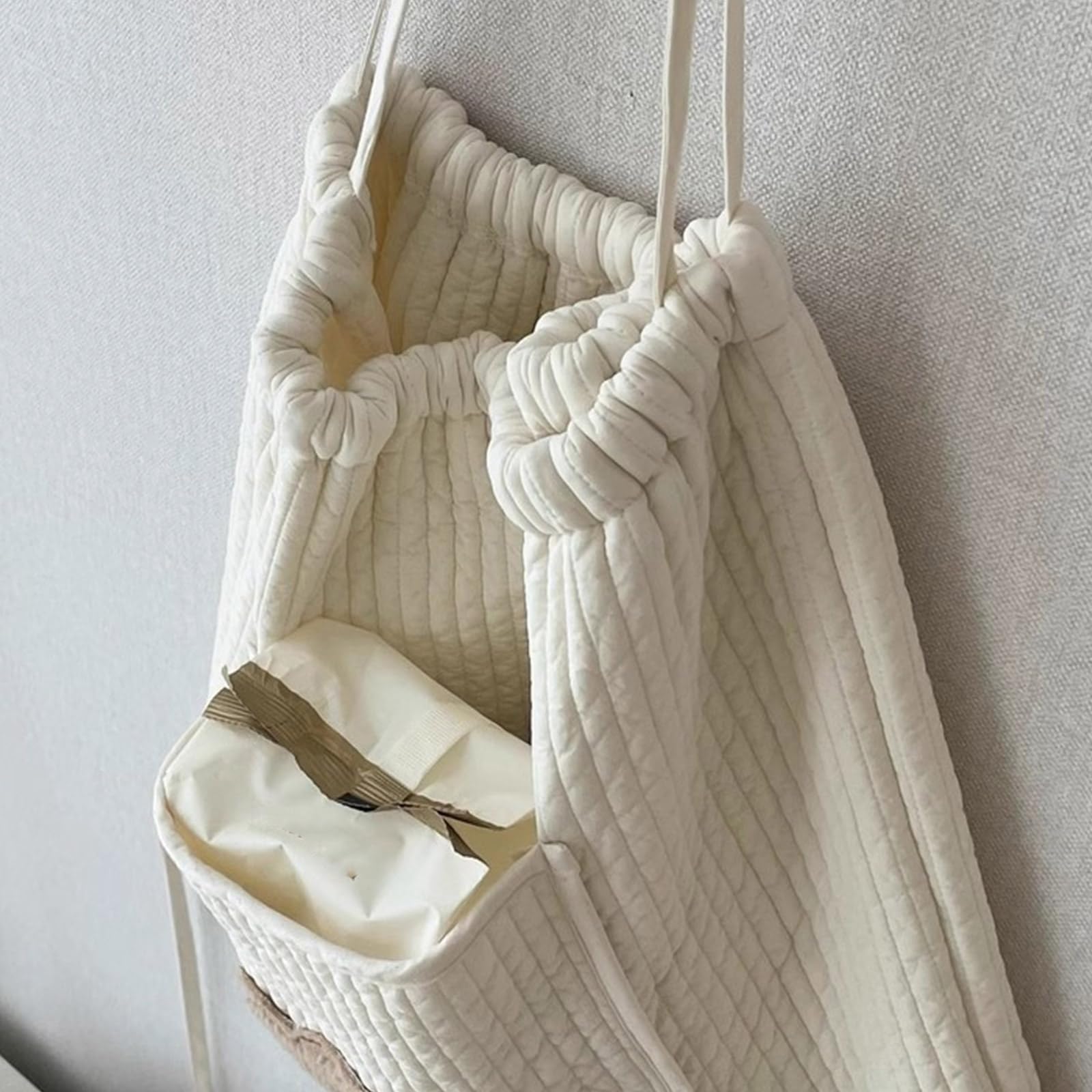 Borsa da appendere per passeggini e passeggini, borsa portaoggetti con orsetto ricamato, borsa multifunzionale organizer per pannolini
